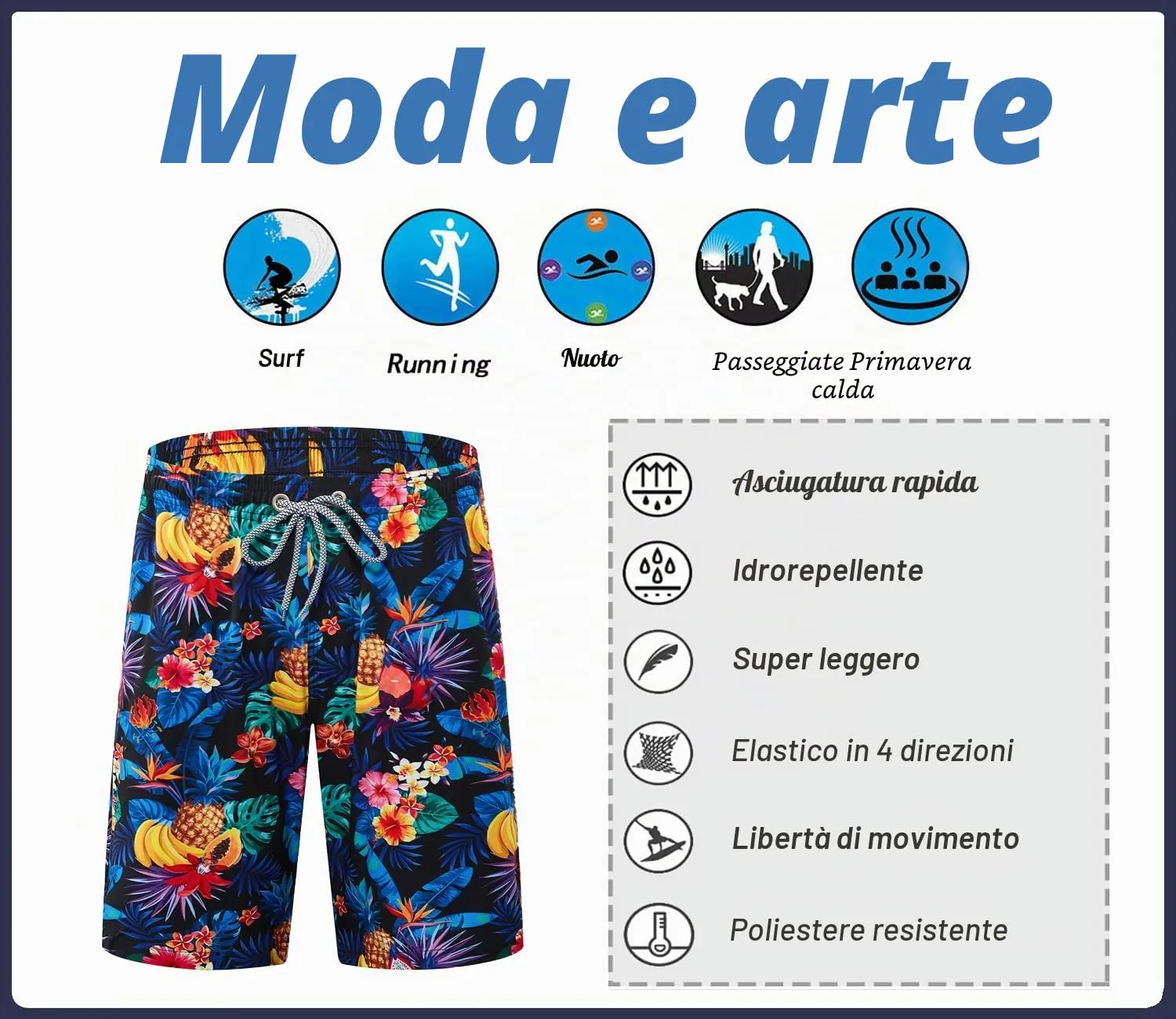 APTRO Pantaloncini da nuoto da uomo a asciugatura rapida, Floreale, L - immagine 6
