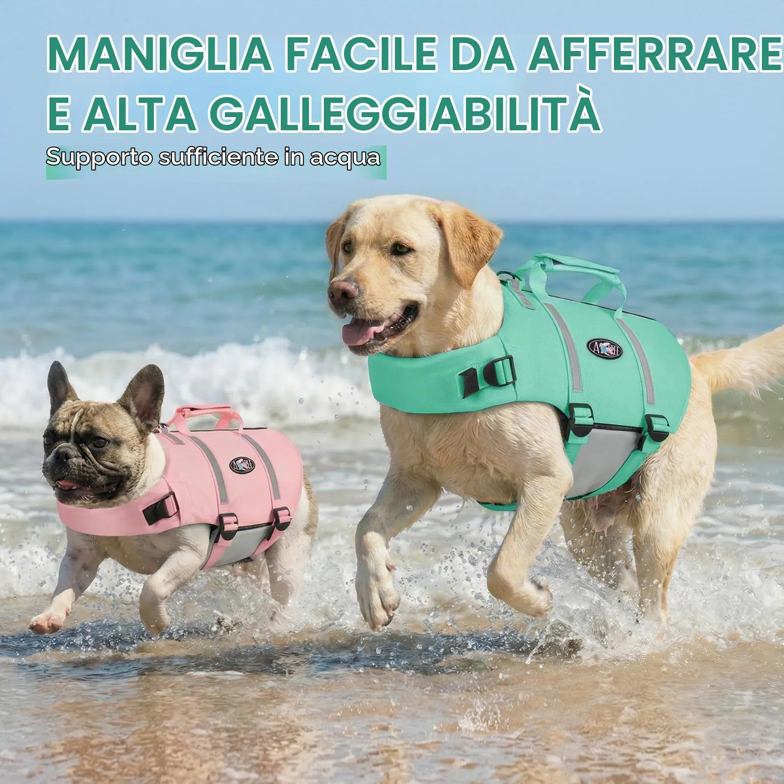AOFITEE Giubbotto Salvagente per Cani, Verde, Taglia S - immagine 2