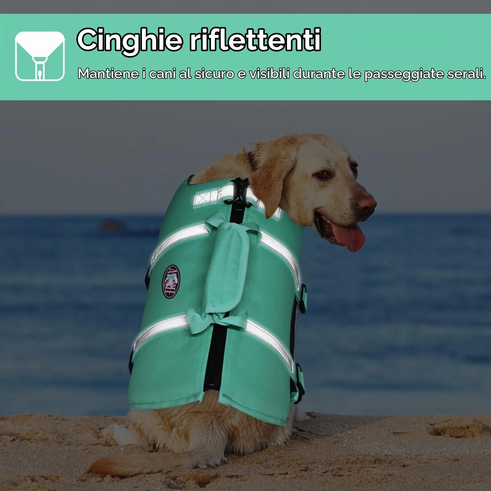 AOFITEE Giubbotto Salvagente per Cani, Verde, Taglia S - immagine 5