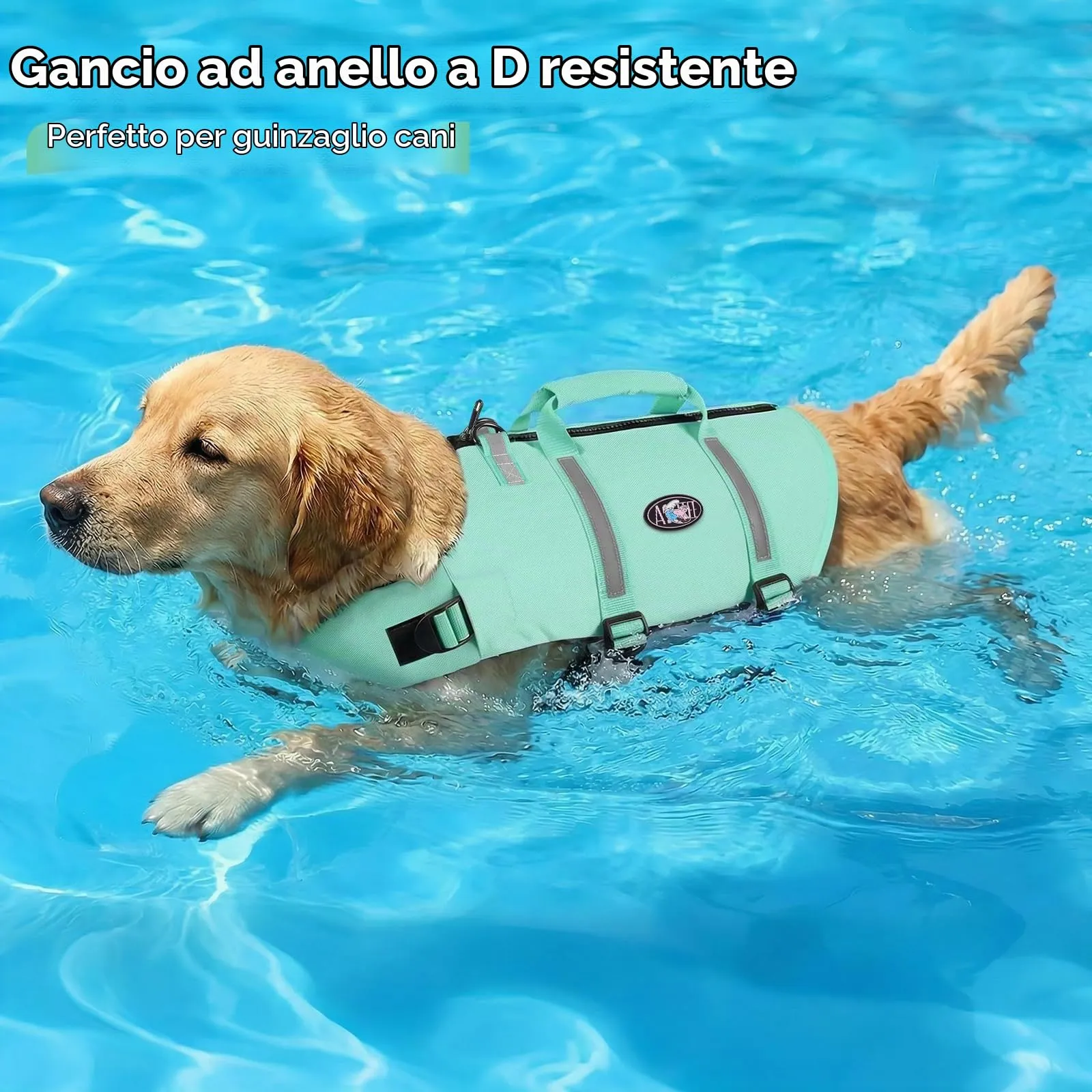AOFITEE Giubbotto Salvagente per Cani, Verde, Taglia S - immagine 7