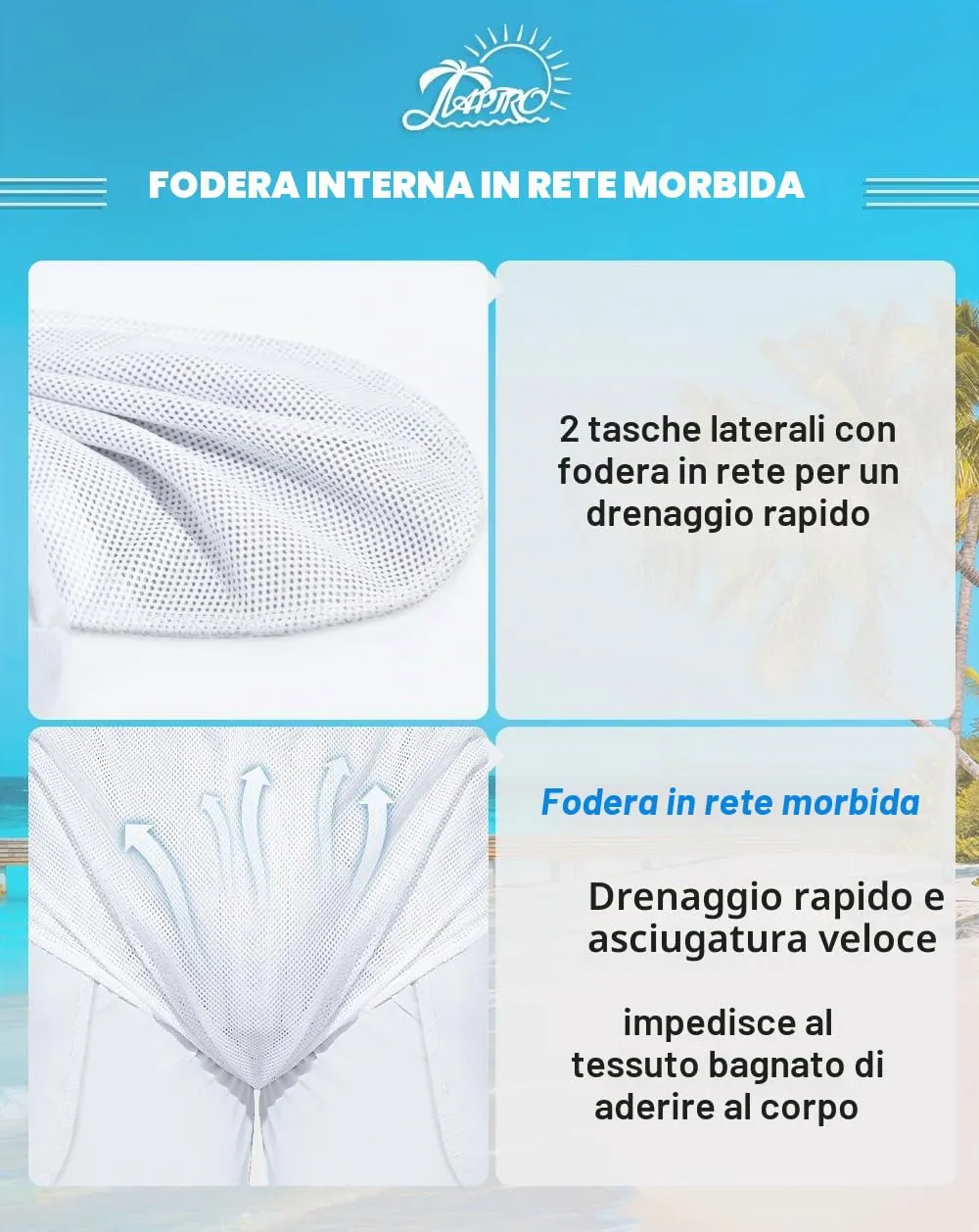 APTRO Costume da bagno da uomo lungo a fantasia floreale con slip interno, XL - immagine 5