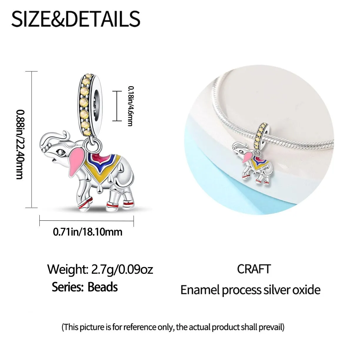 Pandach Bead Charm in Argento Sterling 925 con Cubic Zirconia per Braccialetti e Collane Europei - immagine 5