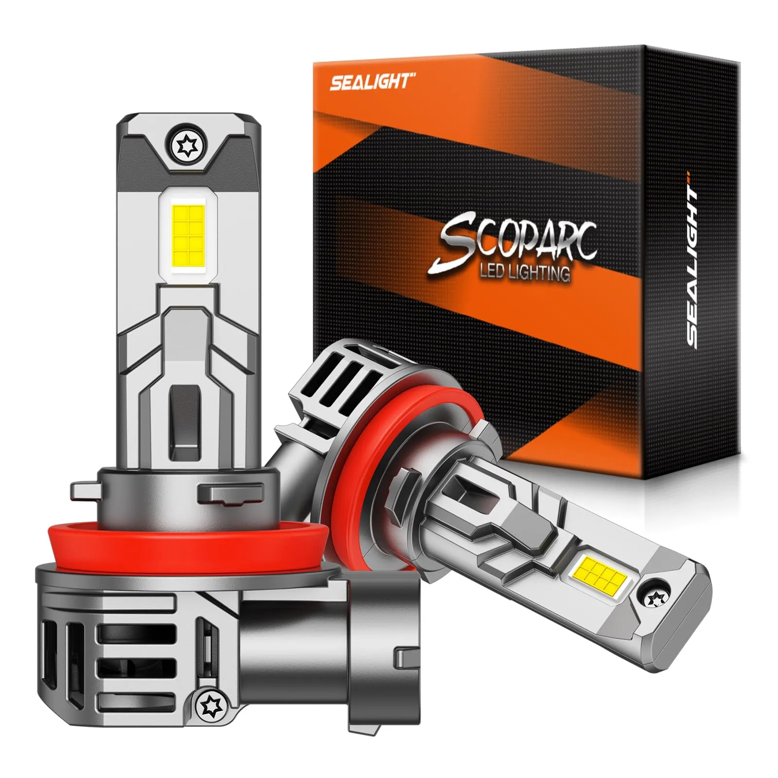 SEALIGHT H11 H9 H16 H8 LED Fog Bulbs, 40000LM 6500K Cool White, Mini Size with Fan, Pack of 2 - immagine 1