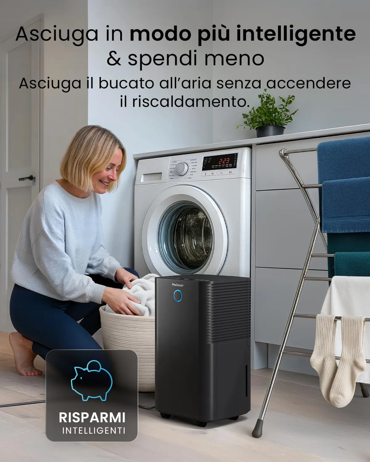 Pro Breeze OmniDry Deumidificatore 12L/24h, 20 m², Serbatoio 2L, Nero - immagine 8
