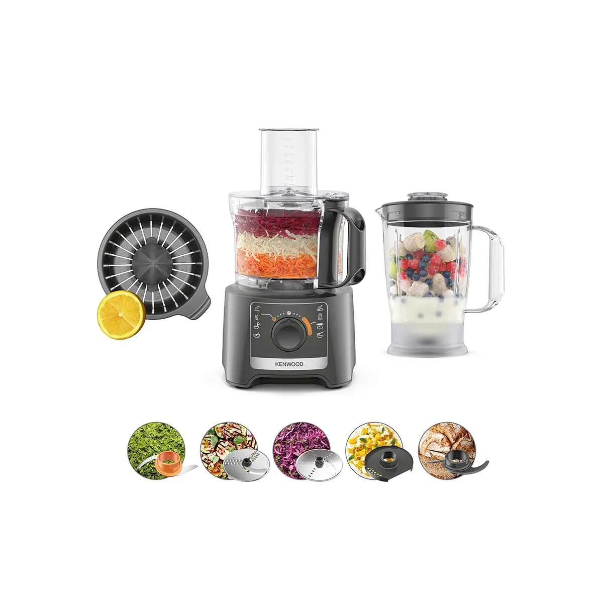 Kenwood MultiPro Compact FDP31.360GY Robot da Cucina Multifunzione, 800W, Grigio - immagine 1