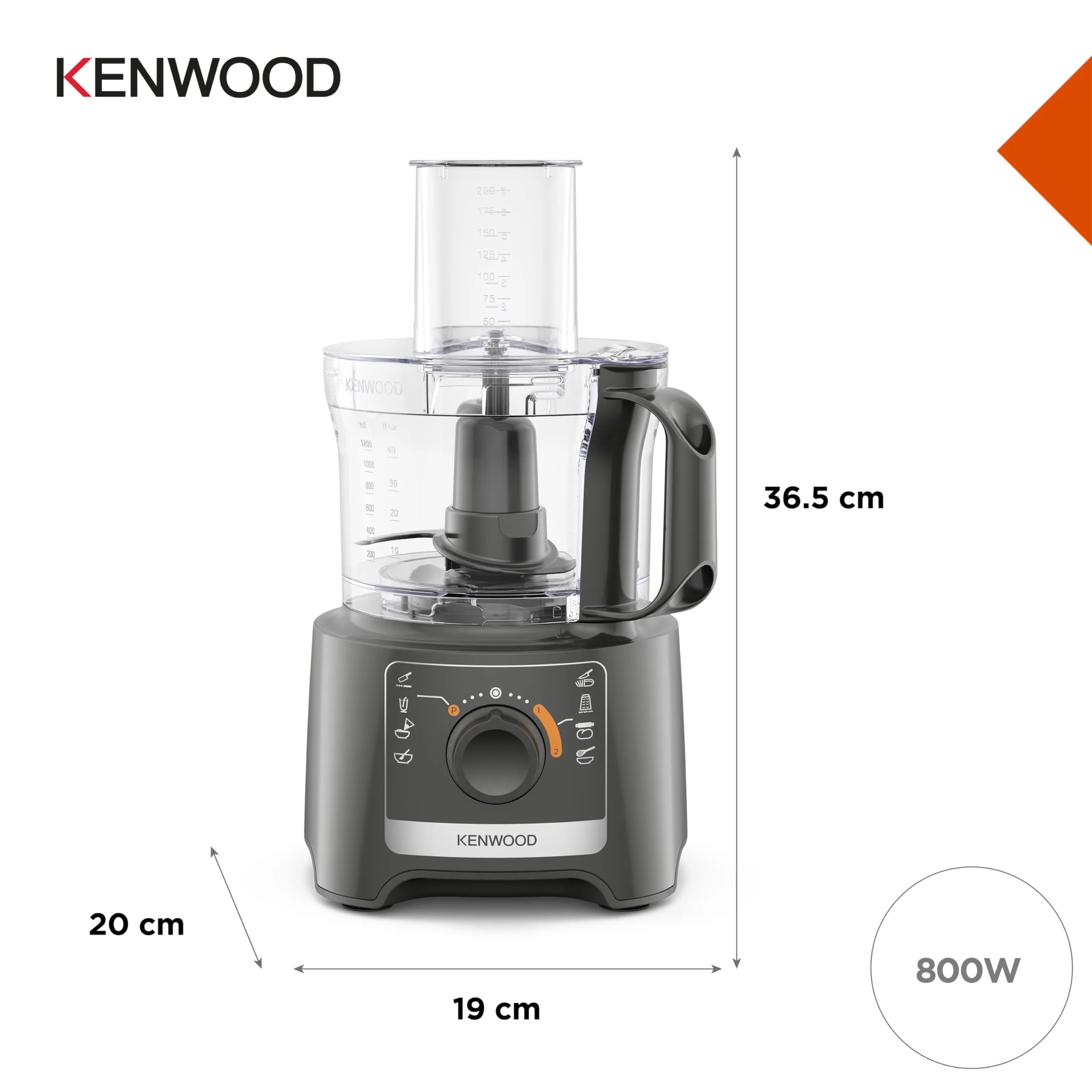 Kenwood MultiPro Compact FDP31.360GY Robot da Cucina Multifunzione, 800W, Grigio - immagine 3