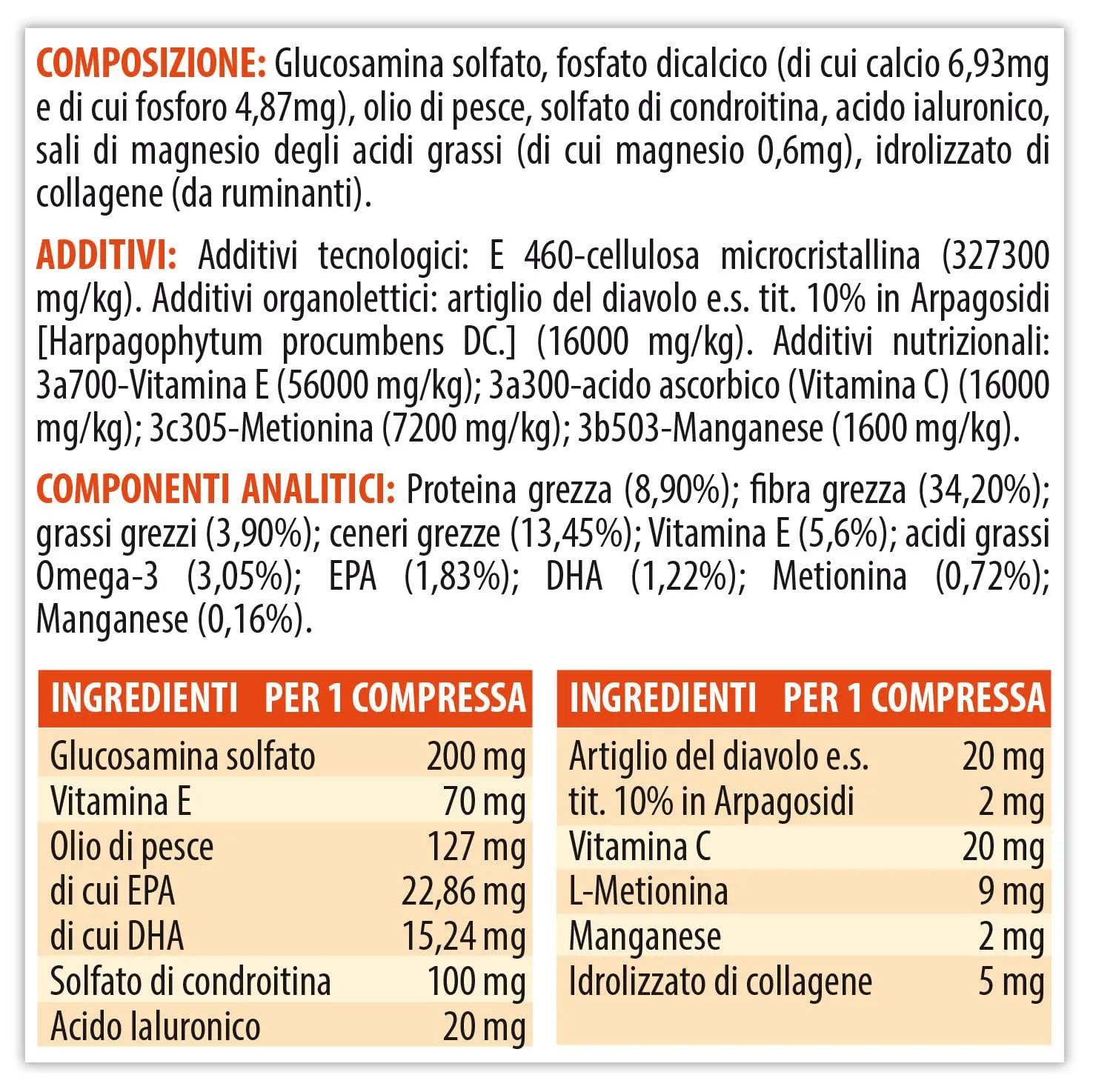 F & F Active Pet Articolazioni, Mangime Complementare per Cani e Gatti, 60 Compresse - immagine 4
