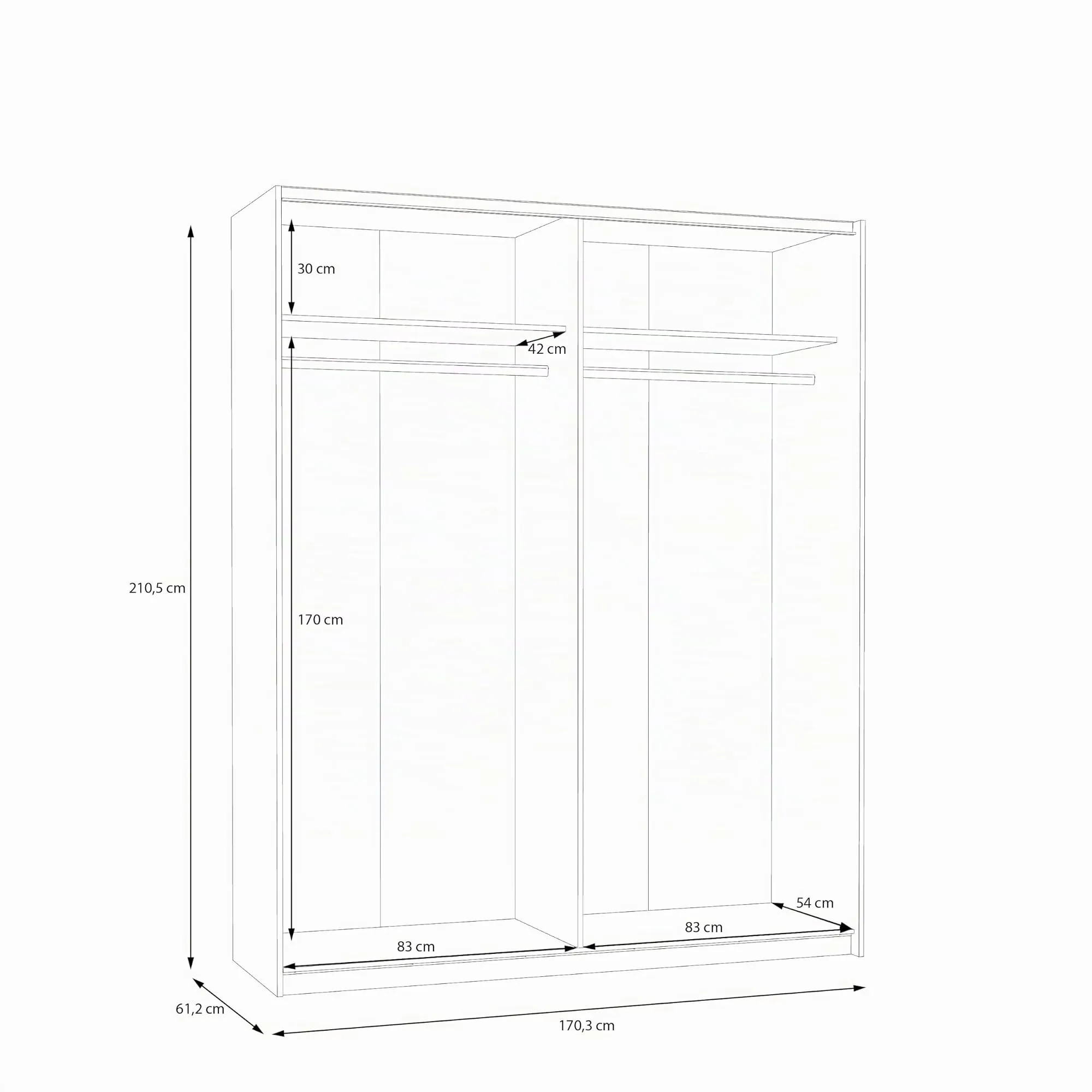 AVANTI TRENDSTORE Freddy 2 Armadio con ante scorrevoli in legno truciolare 170,3x210,5x61,2 cm - immagine 6