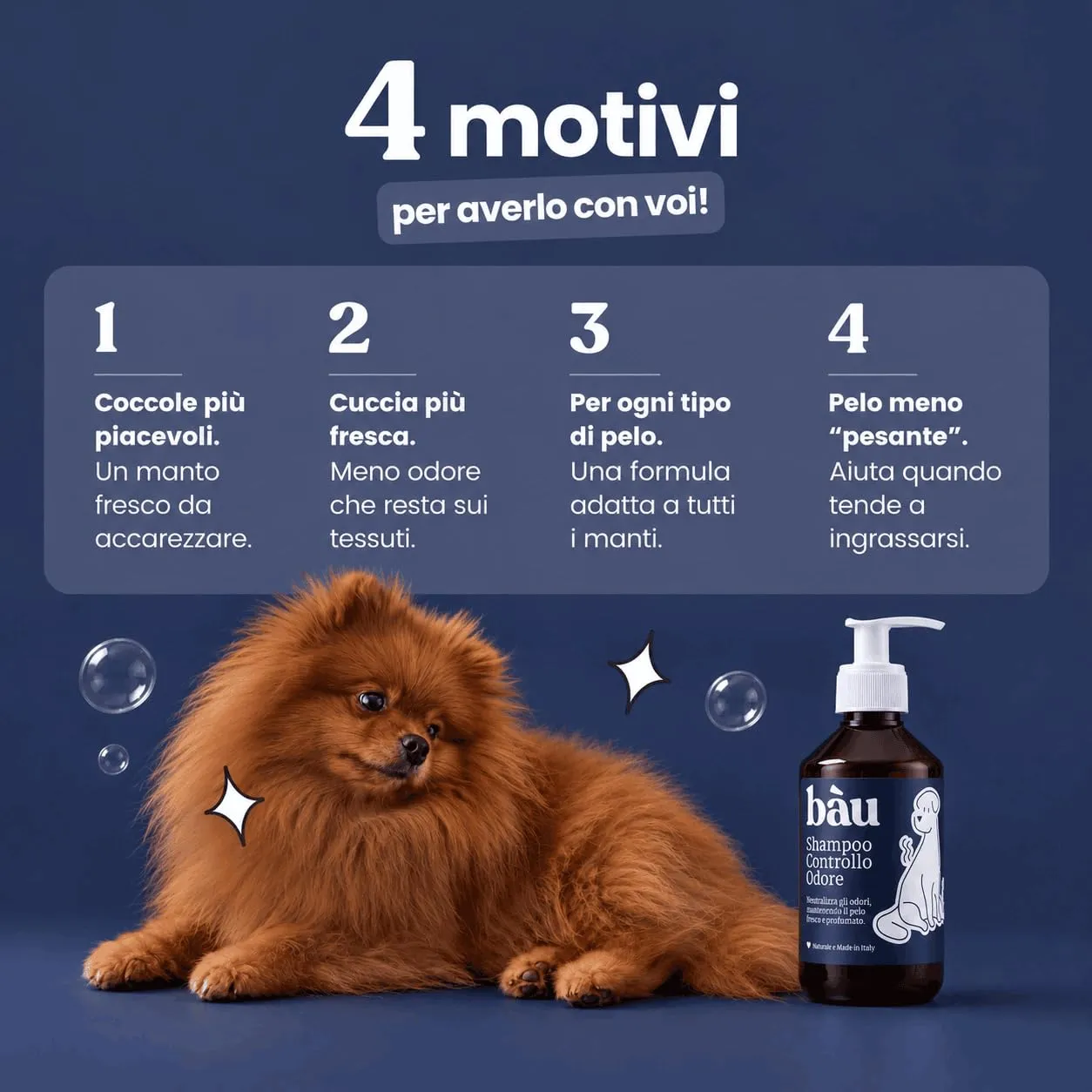 Bau Shampoo Cane Controllo Odori con Bardana, Aloe Vera e Pantenolo, 250ml - immagine 7