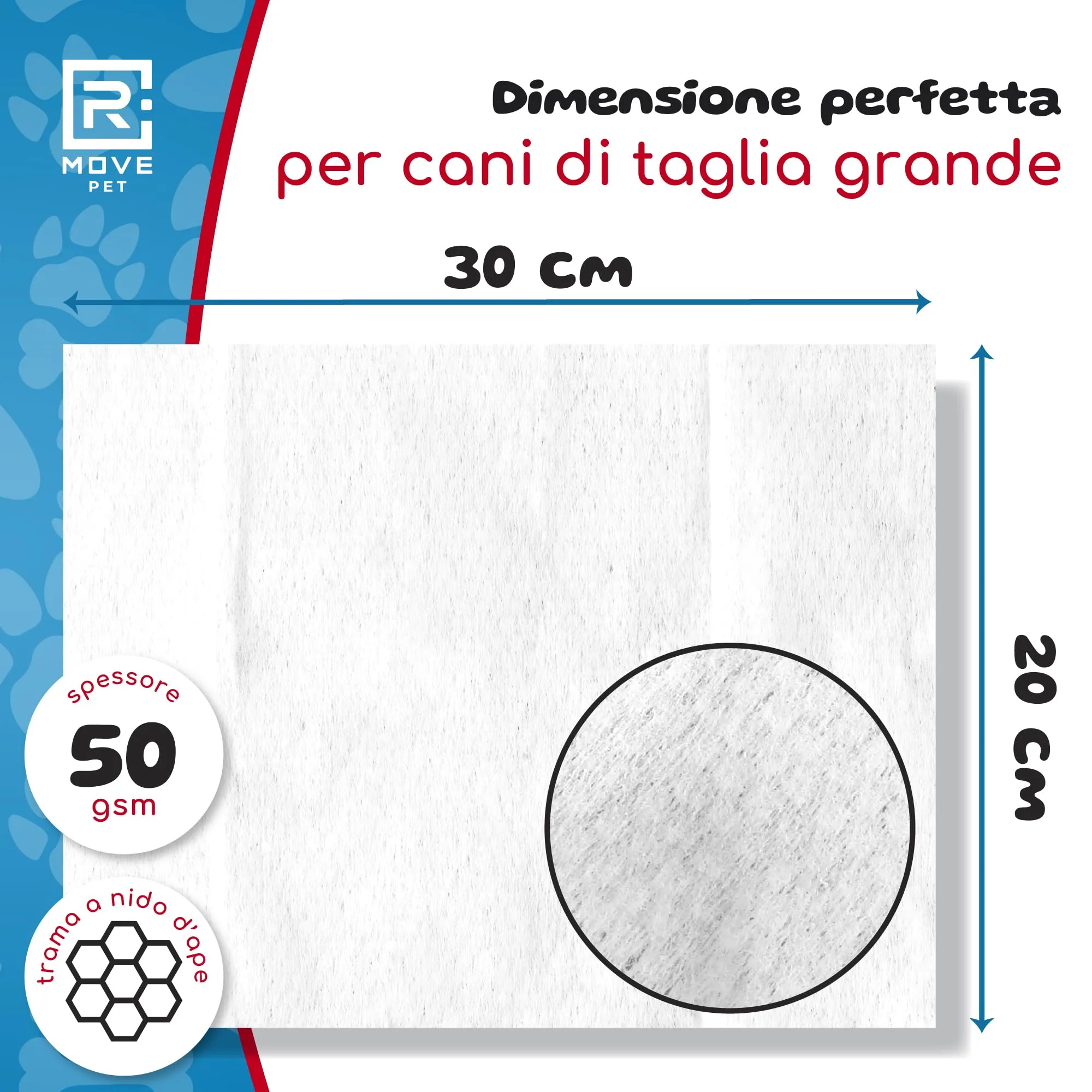 R MOVE 300 Salviette Cane Igienizzanti con Clorexidina e Aloe Vera, Fragranza Muschio, 20x30 cm, 3 Confezioni da 100 salviette - immagine 2