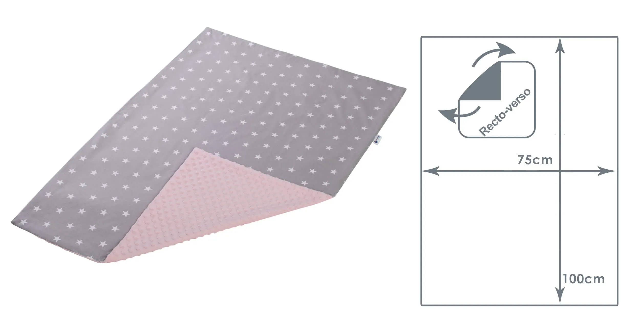 Medi Partners Coperta per Neonato in Cotone e Minky, 75x100cm, Stelle bianche con rosa chiaro - immagine 3