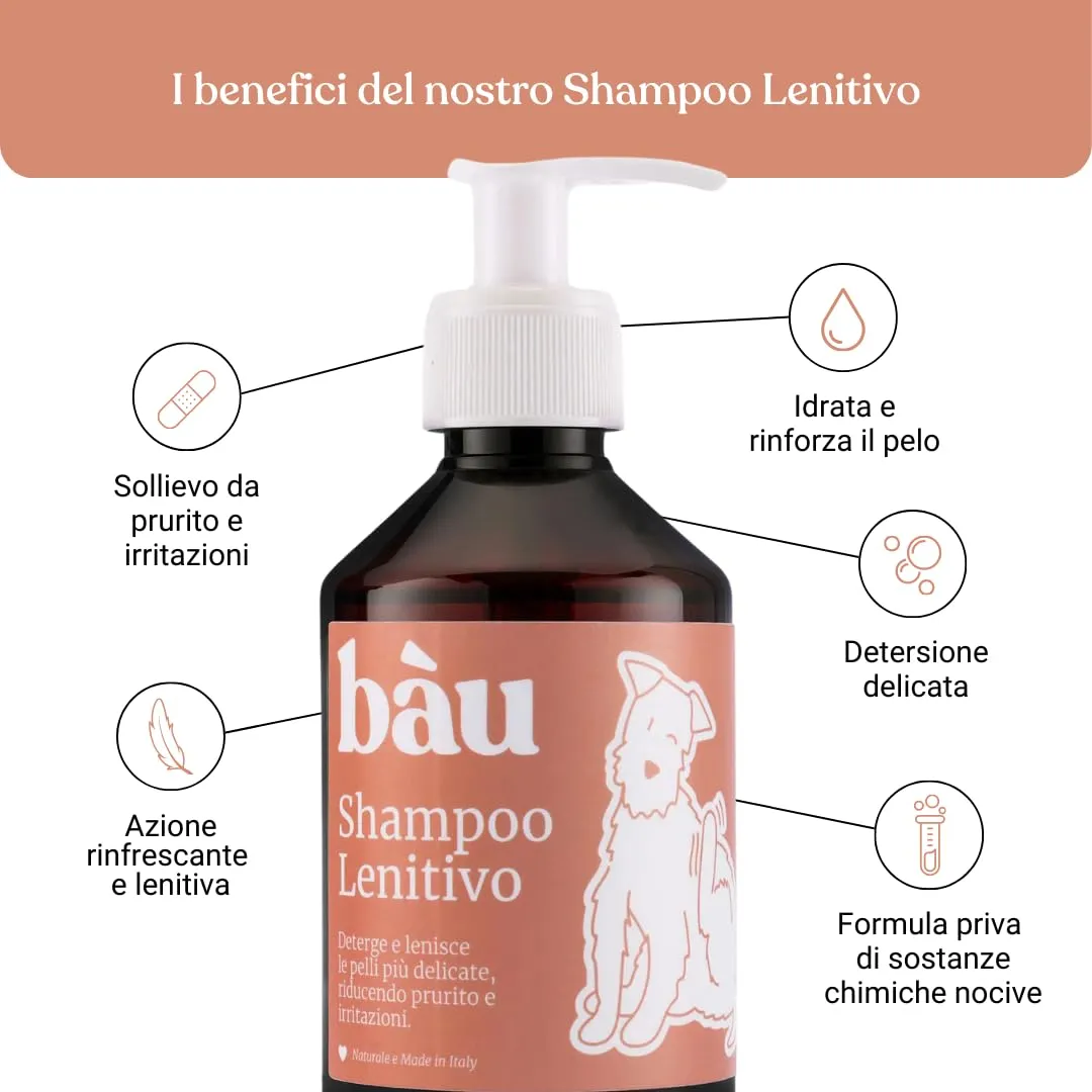 Bau Shampoo Lenitivo per Cani e Gatti con Camomilla, Calendula e Lavanda, 250ml - immagine 2