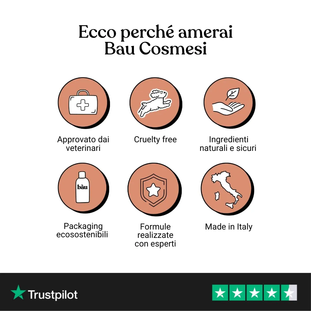 Bau Shampoo Lenitivo per Cani e Gatti con Camomilla, Calendula e Lavanda, 250ml - immagine 9