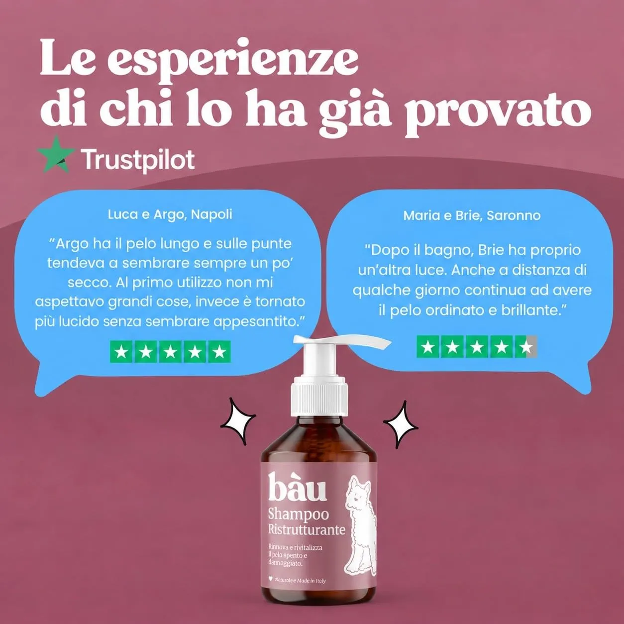 Bau Shampoo Ristrutturante Cane con Estratti di Albicocca e Noce, 250ml - immagine 9