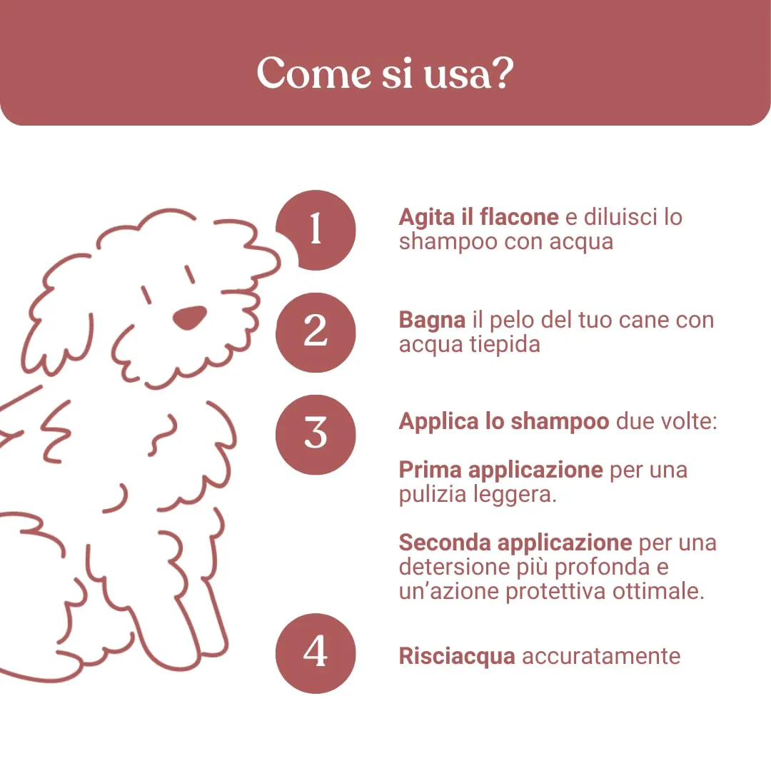 Bau Shampoo Districante e Idratante per Cani Pelo Riccio e Annodato con Malva Biologica e Acqua di Riso, 250ml - immagine 7