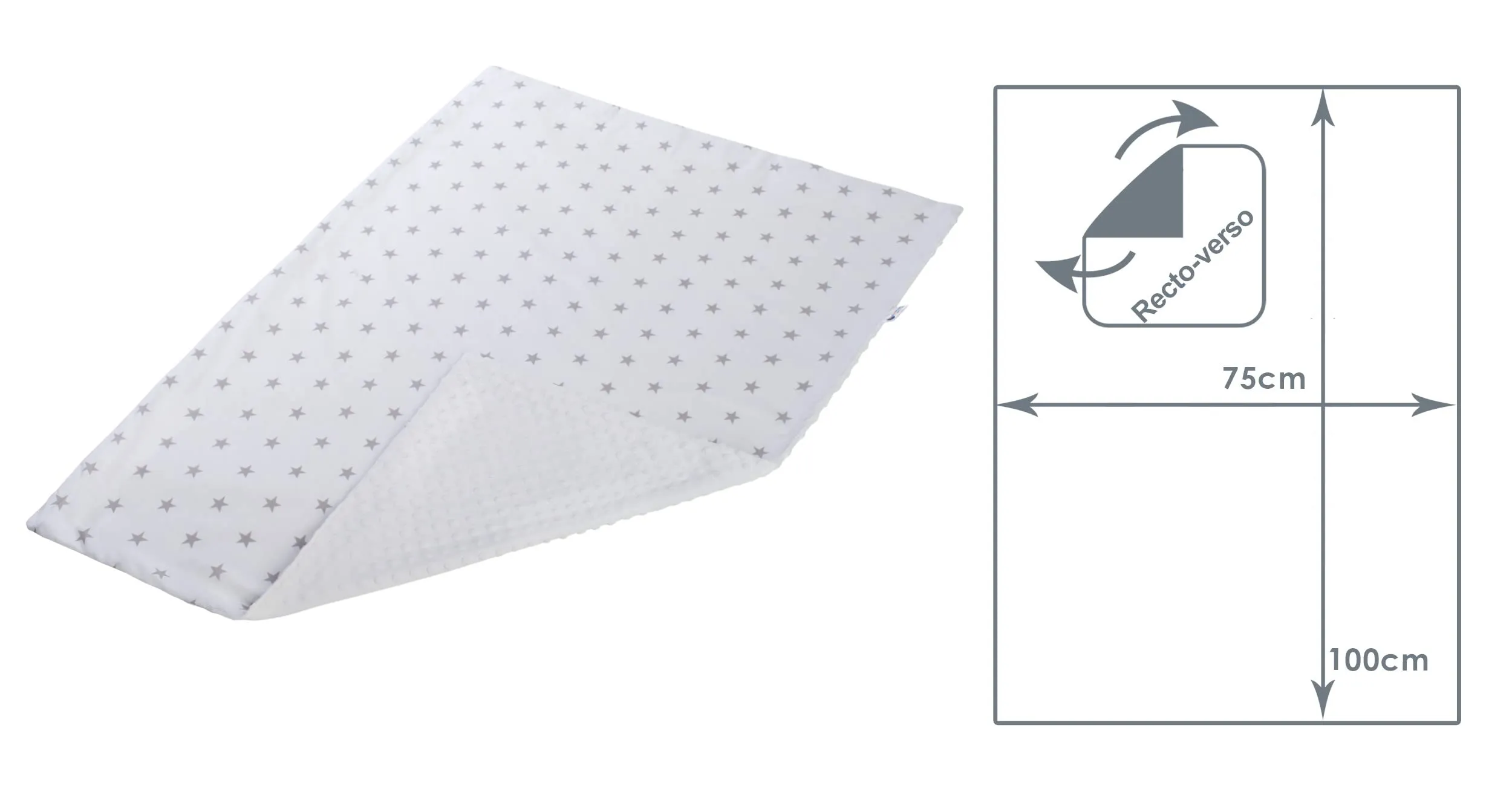 Medi Partners Coperta per Neonato in Cotone e Minky, 75x100cm, Stelle Grigie con Minky Bianco - immagine 3