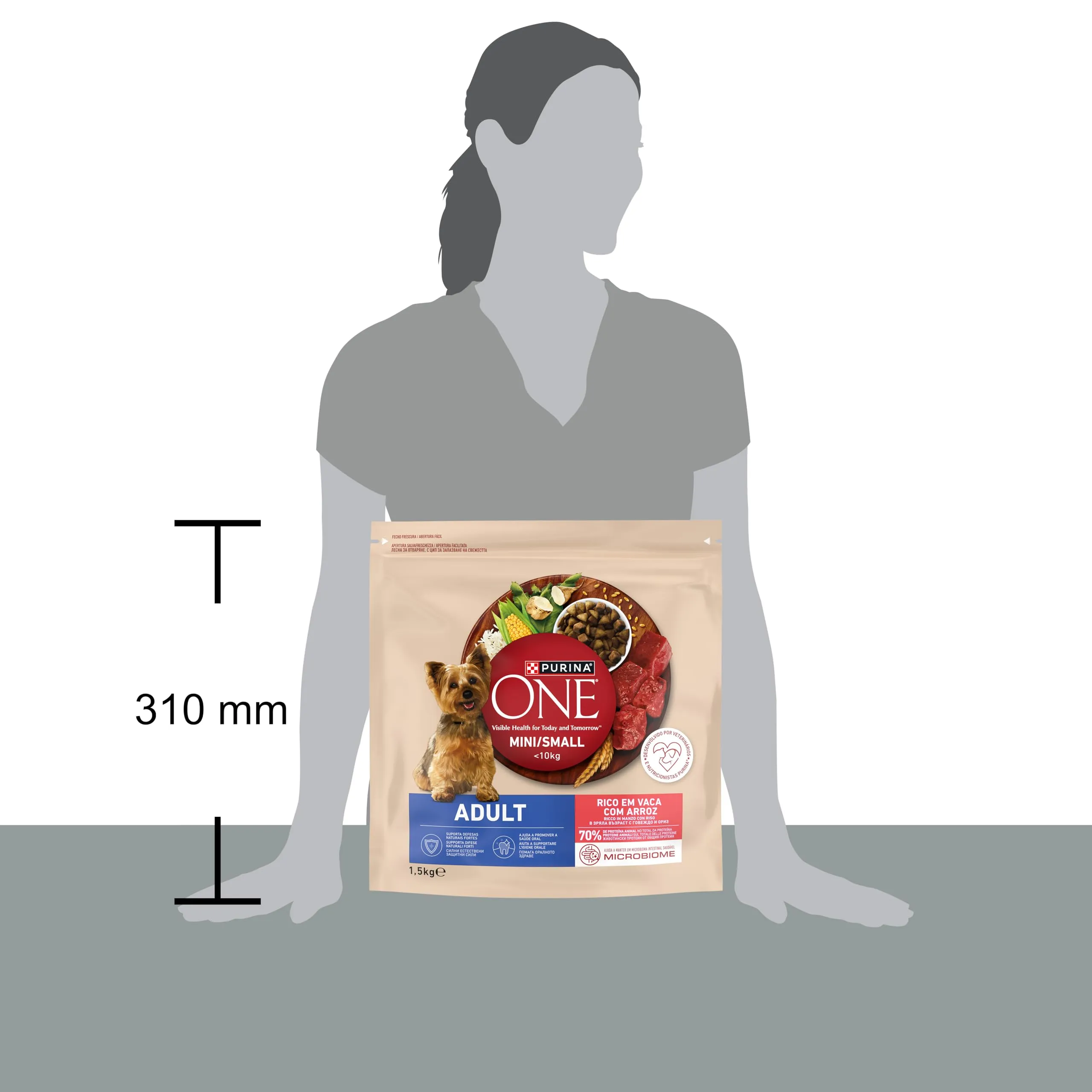 Purina One Small Mini < 10kg Cibo per cani adulti con manzo e riso, 1,5kg - immagine 3