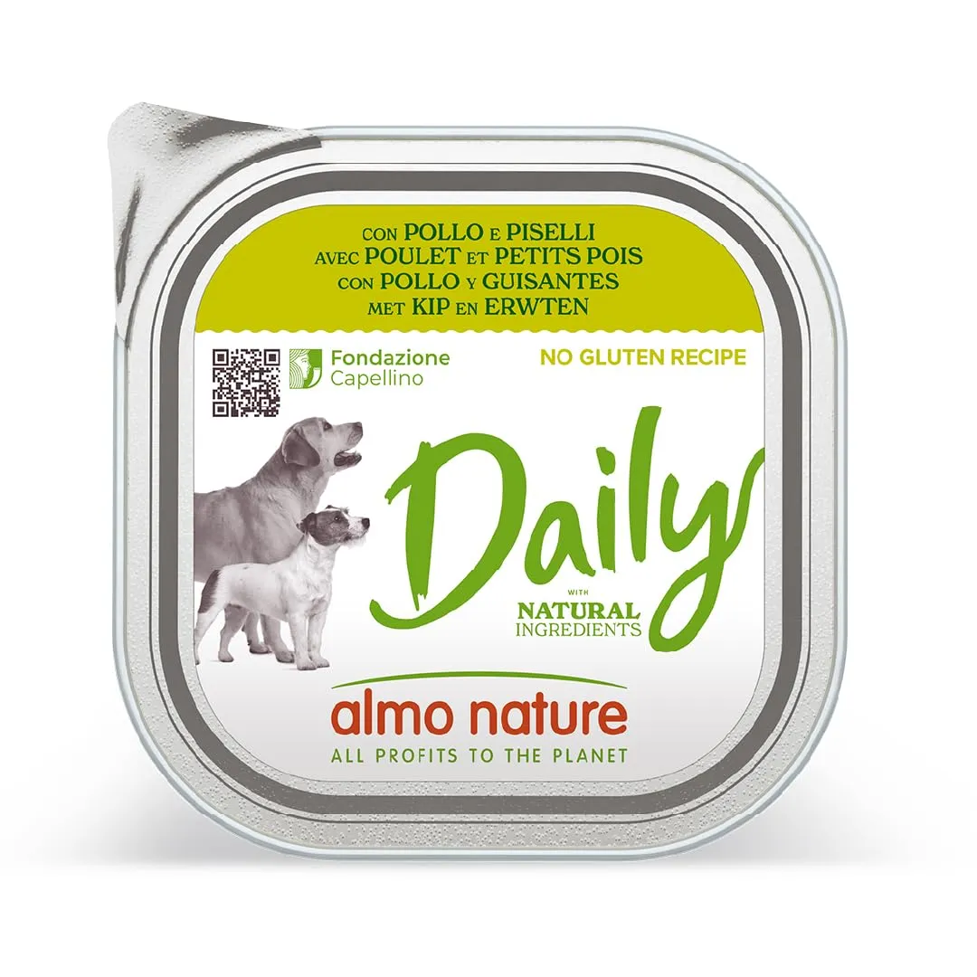 Almo Nature Daily Pollo & Piselli, Cibo Umido per Cani Adulti, Senza Glutine, 9 x 300 g - immagine 1