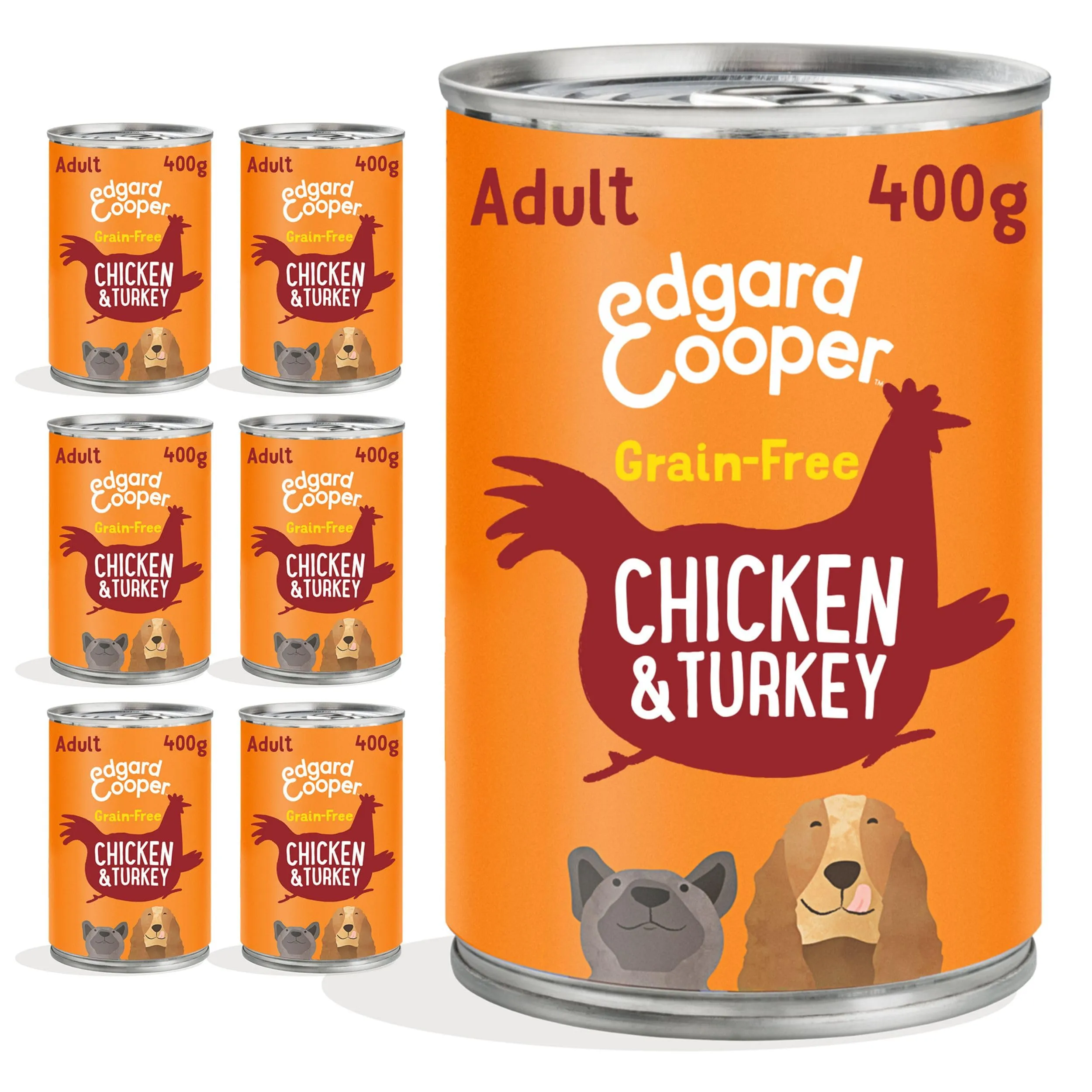 Edgard & Cooper Cibo Umido per Cani Adulti Pollo e Tacchino, 400g x 6 - immagine 1