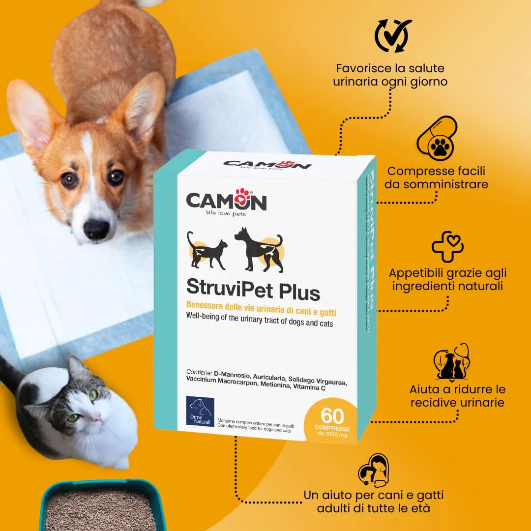 Camon StruviPet Plus Alimento Complementare per Vie Urinarie Cani e Gatti, 60 Compresse - immagine 4