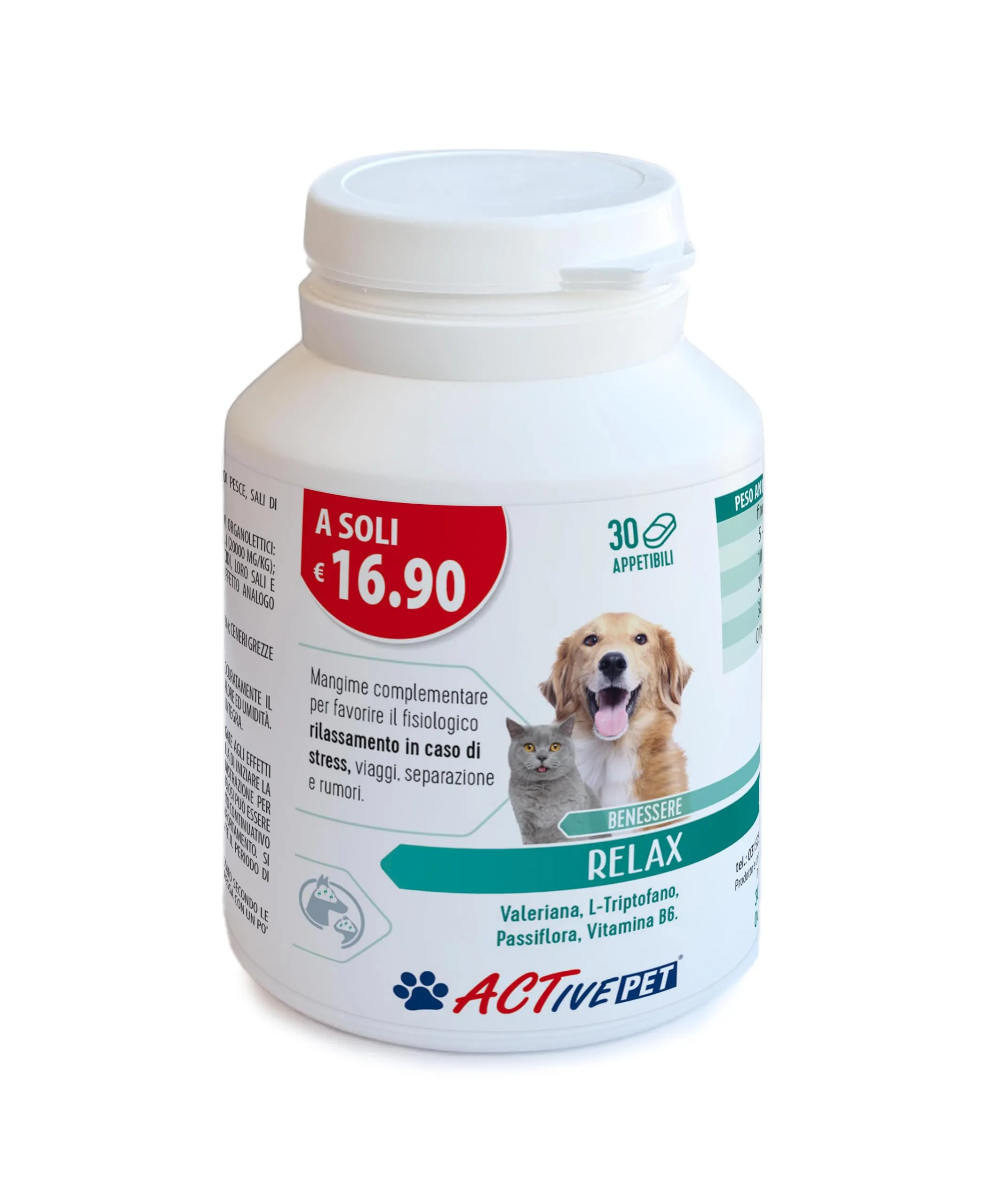 F & F Active Pet Relax, Mangime Complementare per Cani e Gatti, 30 Compresse - immagine 3