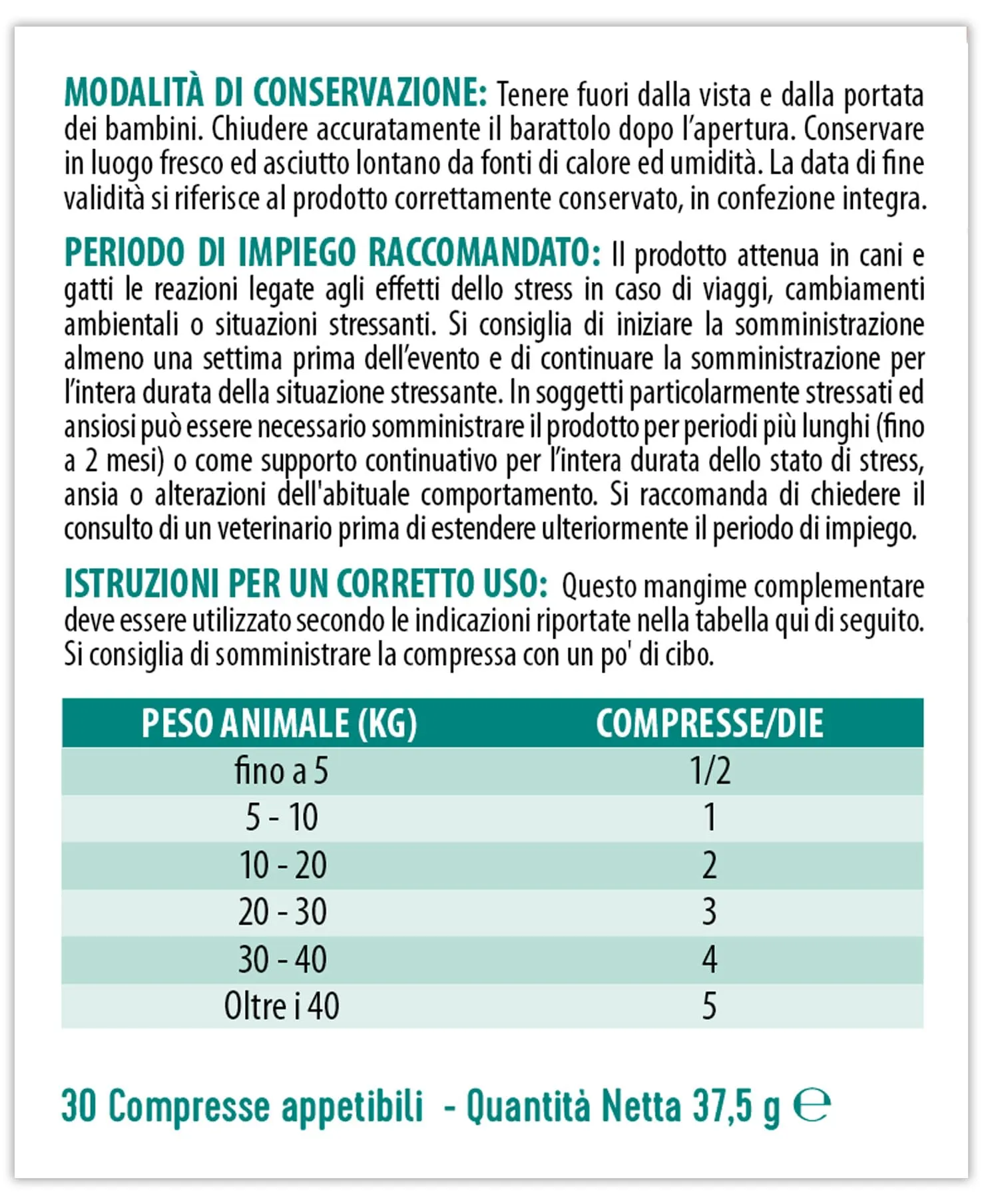 F & F Active Pet Relax, Mangime Complementare per Cani e Gatti, 30 Compresse - immagine 4
