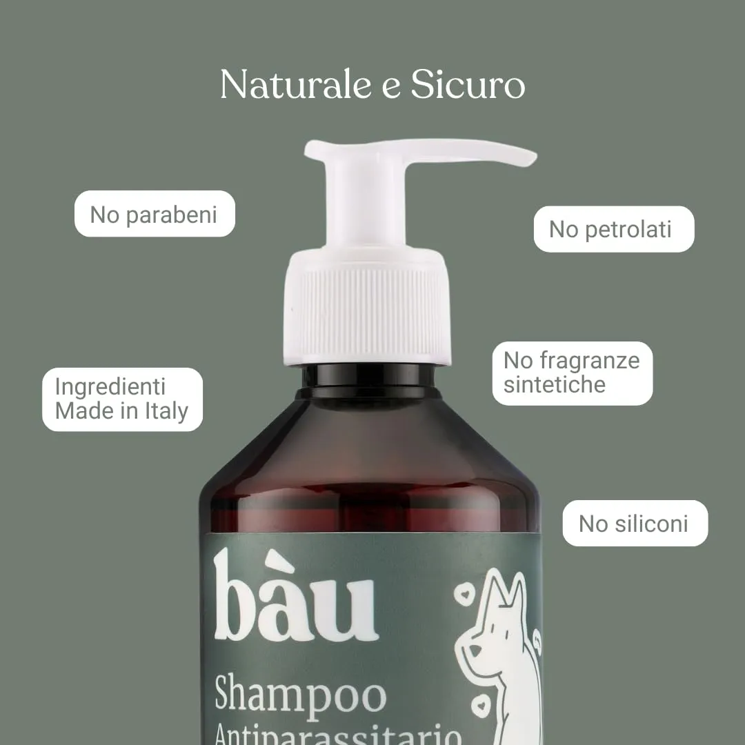Bau Shampoo Antiparassitario per Cani e Gatti con Olio di Neem e Aloe Vera, 250ml - immagine 5