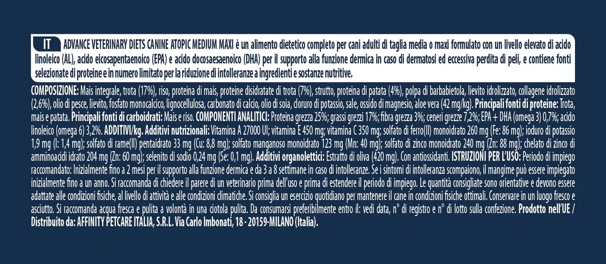 Advance Veterinary Diets Atopic Medium-Maxi Dog Food with Trout, 12kg - immagine 5