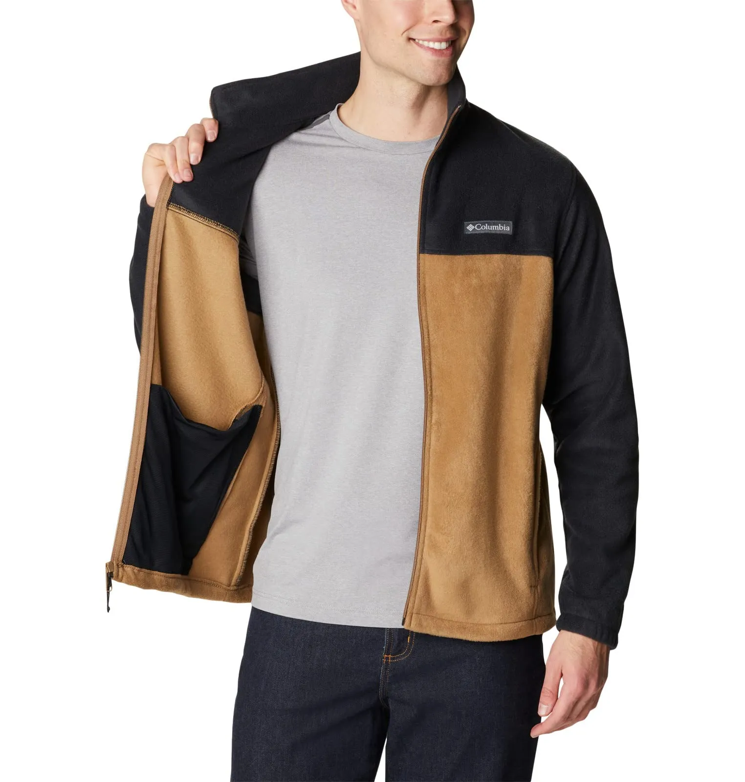 Columbia Steens Mountain Full Zip 2.0 Men's Fleece Jacket, Nero/Delta, XL Tall - immagine 5