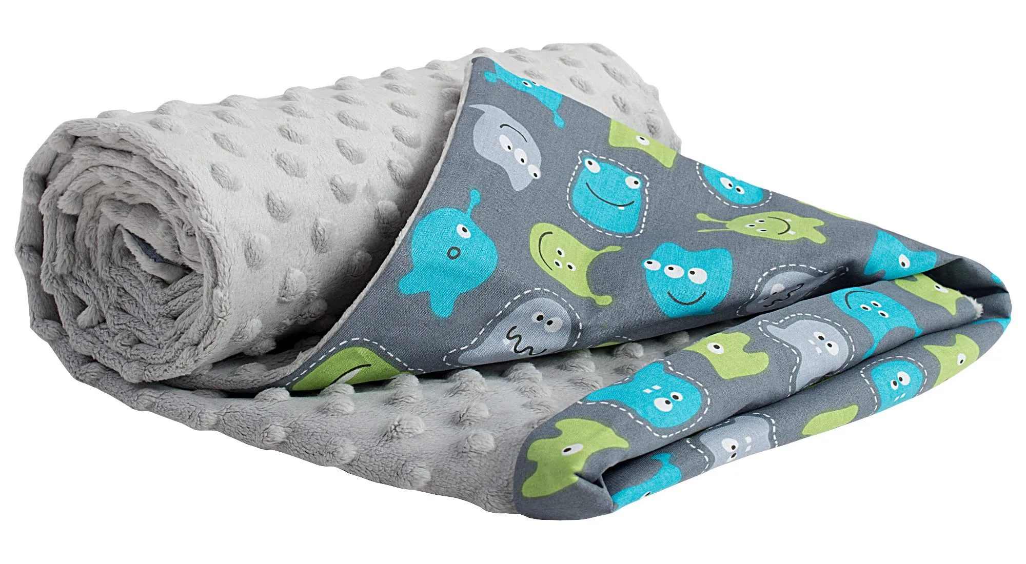 Medi Partners Coperta per Neonato Bifacciale in Cotone e Minky 75x100cm, Creature con Grigio - immagine 1