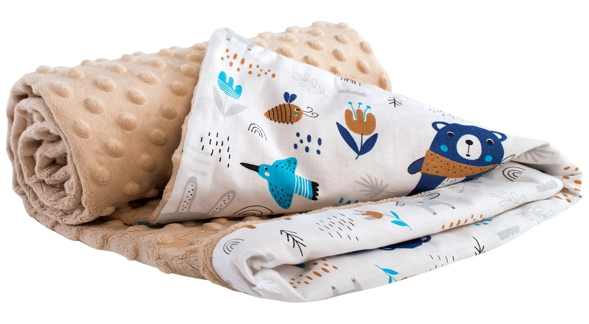 Medi Partners Coperta per Neonato Bifacciale in Cotone e Minky, 75x100cm, Boho con Beige - immagine 1