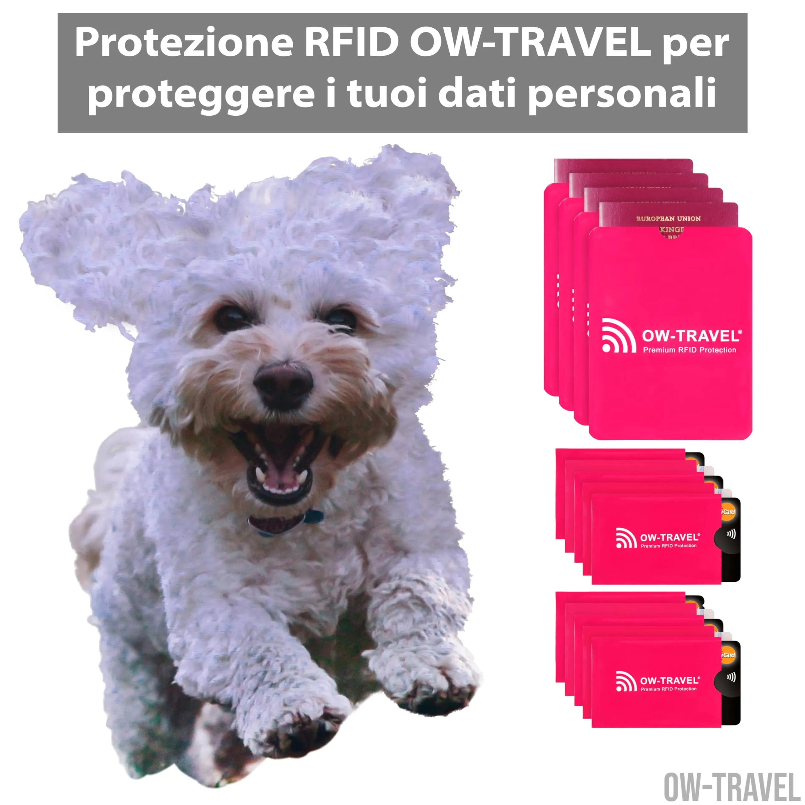 OW-Travel Custodie Blocco RFID, 10 Carte di Credito e 4 Custodie Passaporto - immagine 2