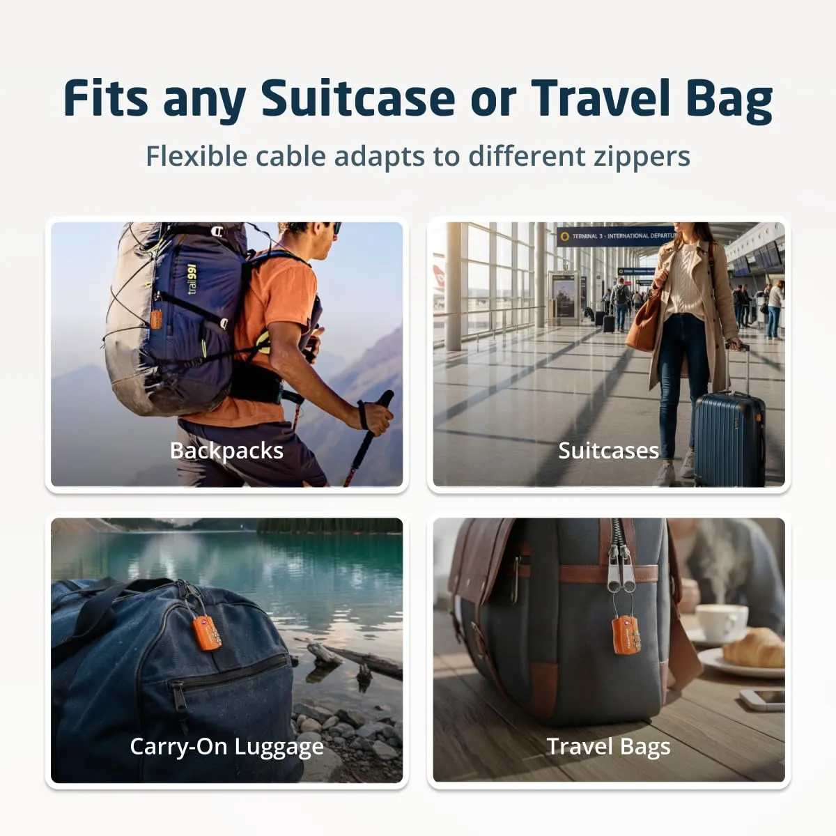 TravelMore Set di 6 Lucchetti da Viaggio con Combinazione approvati TSA, Arancione - immagine 6