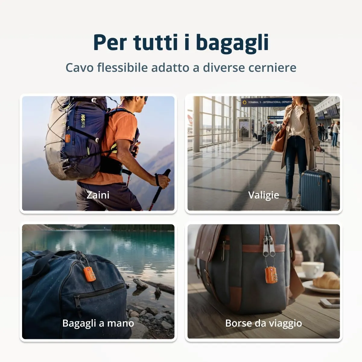 TravelMore Lucchetti TSA a Combinazione per Valigie e Zaino, Confezione da 6, Arancione - immagine 7