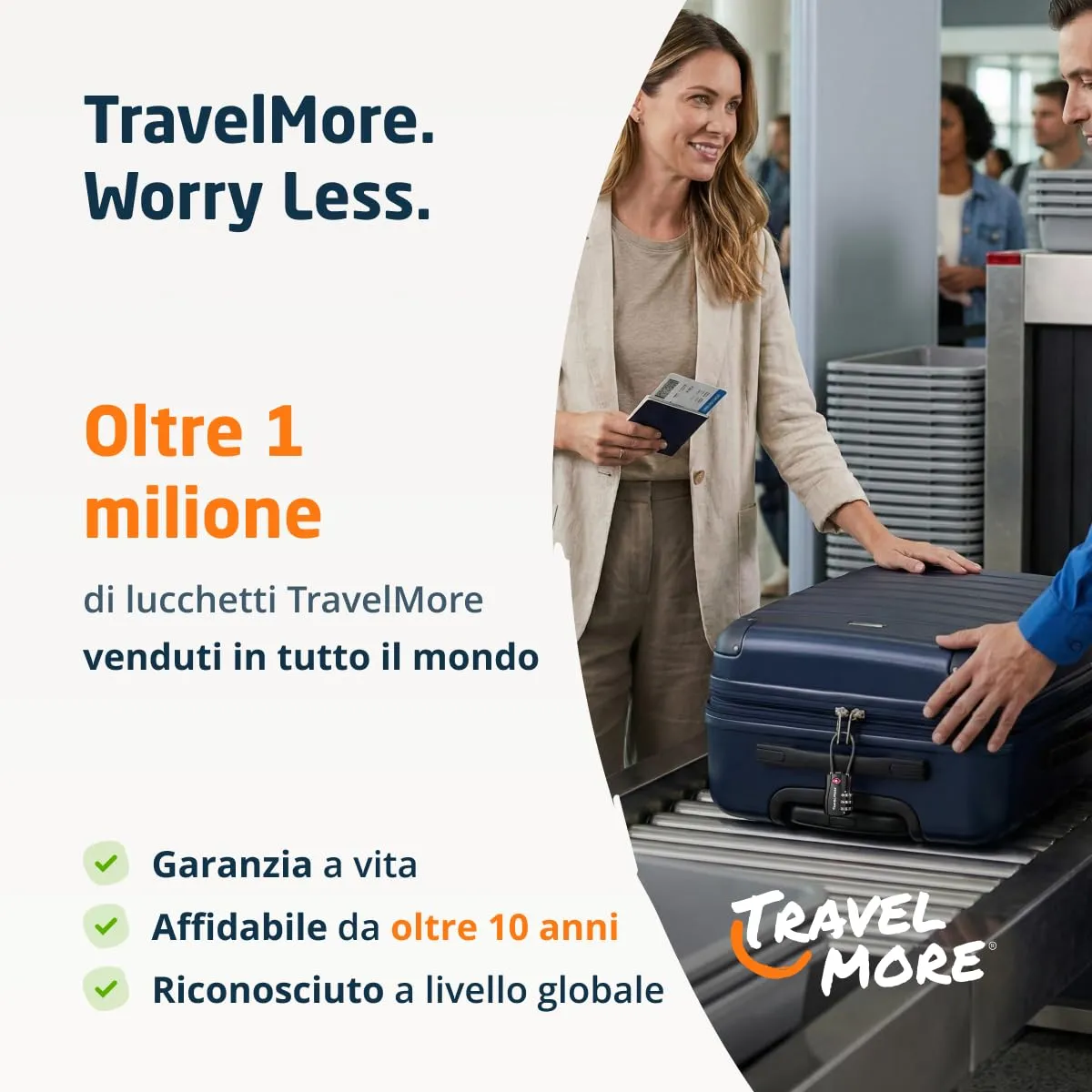 TravelMore Lucchetti TSA a Combinazione per Valigie e Zaino, Confezione da 10, Nero - immagine 3
