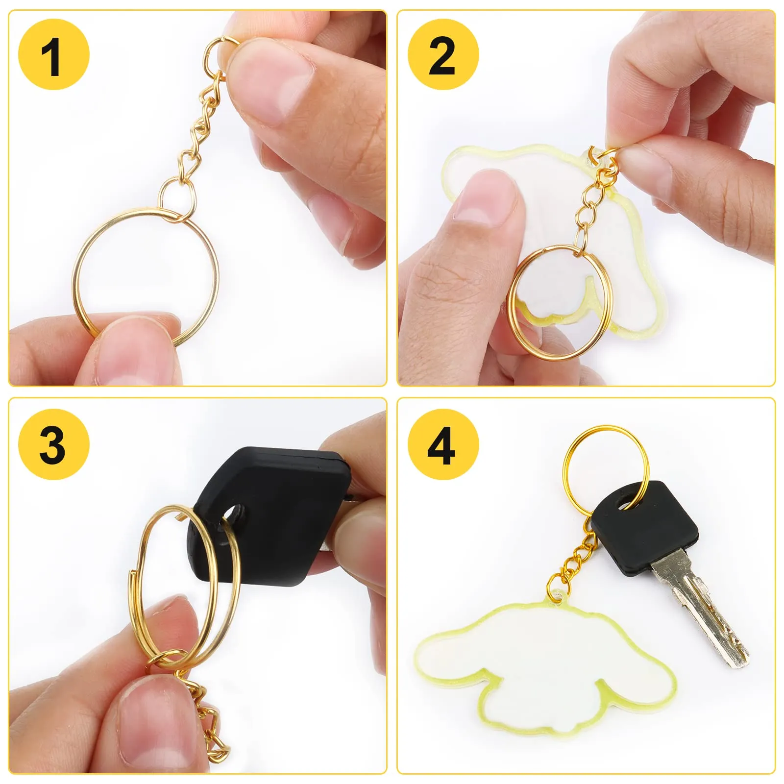 MXTIMWAN Kit 100 Anelli Portachiavi in Acciaio Inox 25 mm, Oro - immagine 4