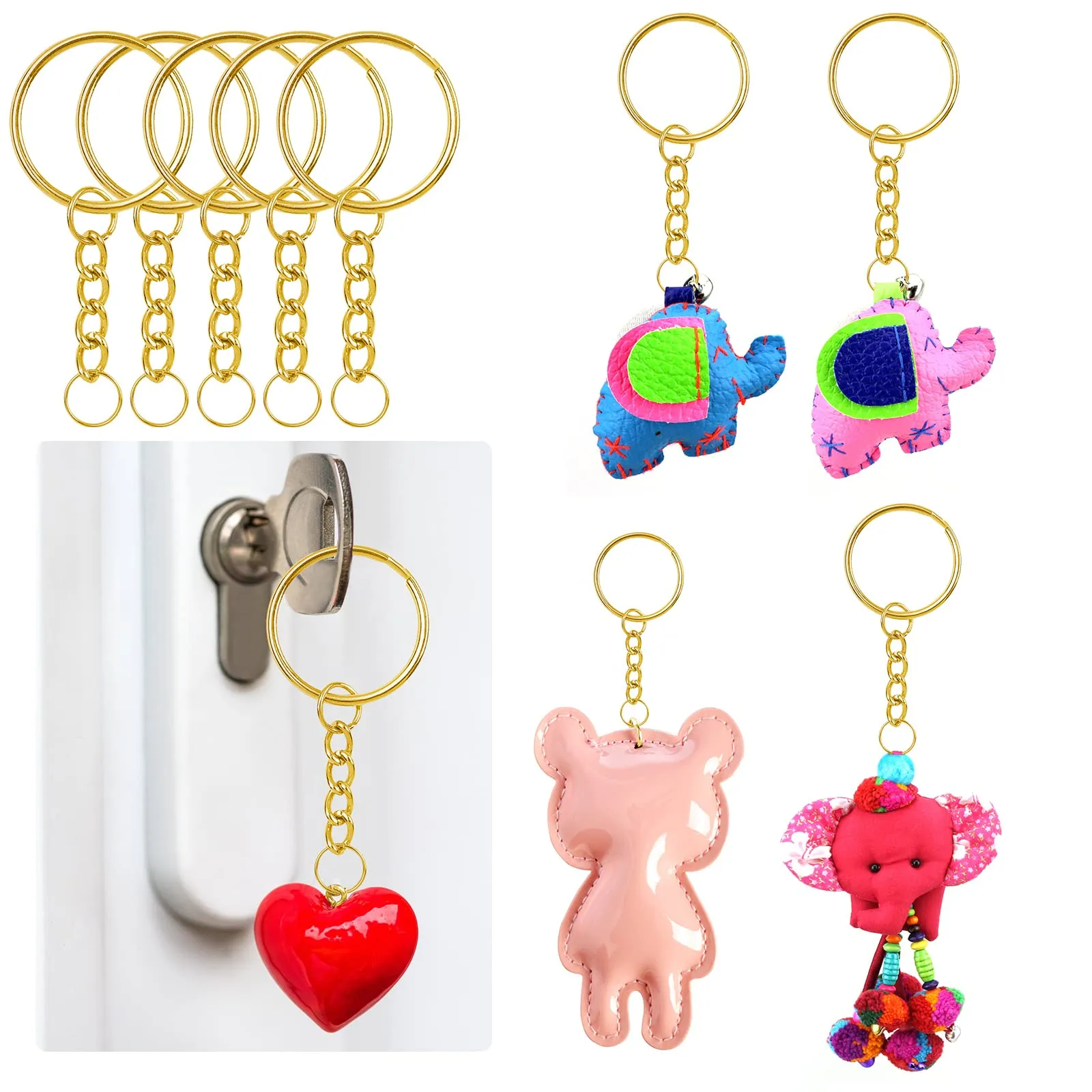 MXTIMWAN Kit 100 Anelli Portachiavi in Acciaio Inox 25 mm, Oro - immagine 5