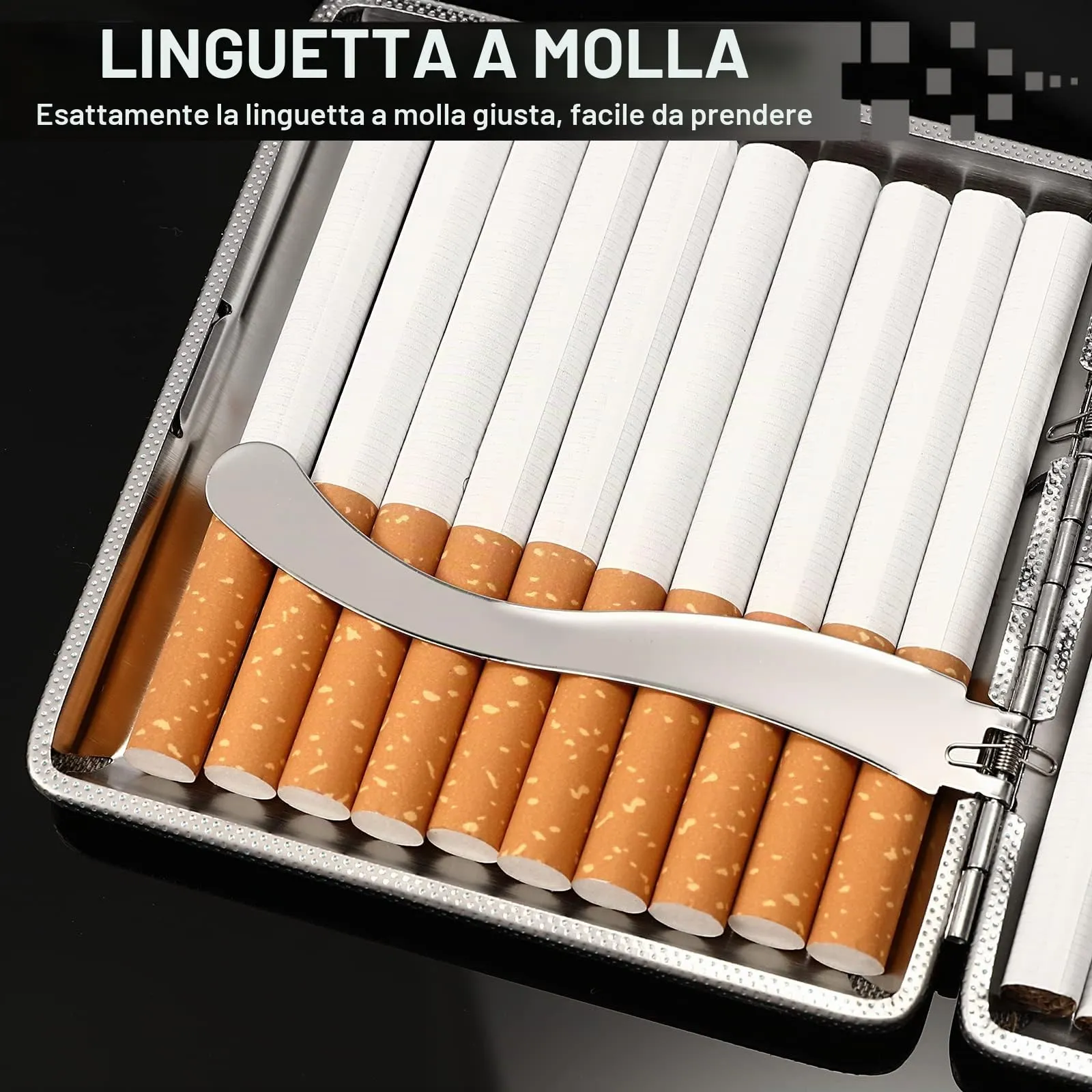 Miiepls Portasigarette in Pelle PU per 20 Sigarette, Set da 2, Nero - immagine 4