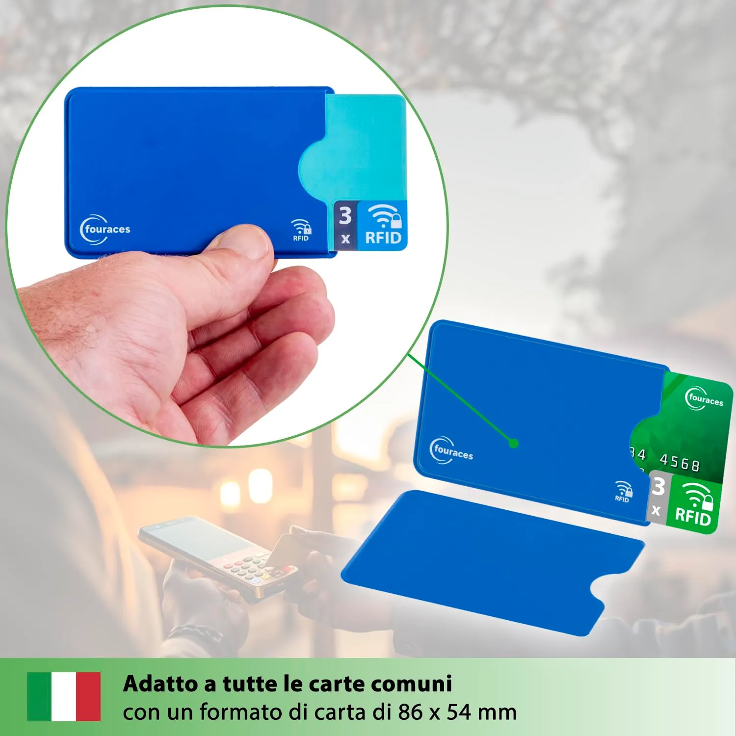 fouraces Porta Tessere Carte di Credito con Protezione RFID, 3 Pezzi - immagine 3