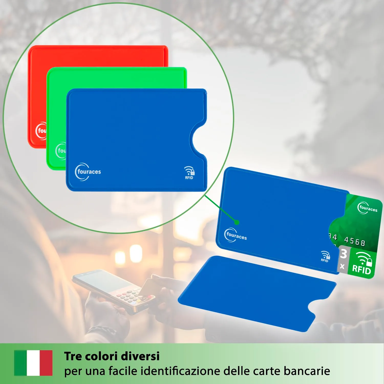 fouraces Porta Tessere Carte di Credito con Protezione RFID, 3 Pezzi - immagine 6