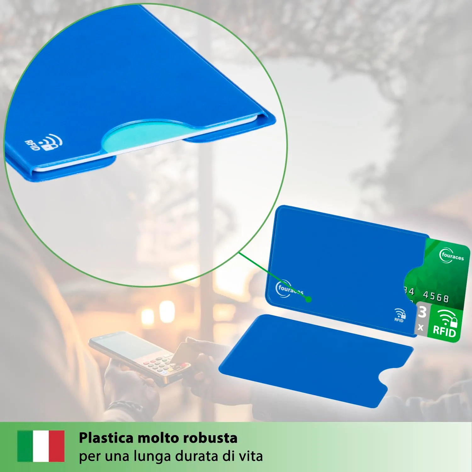 fouraces Porta Tessere Carte di Credito con Protezione RFID, 3 Pezzi - immagine 7