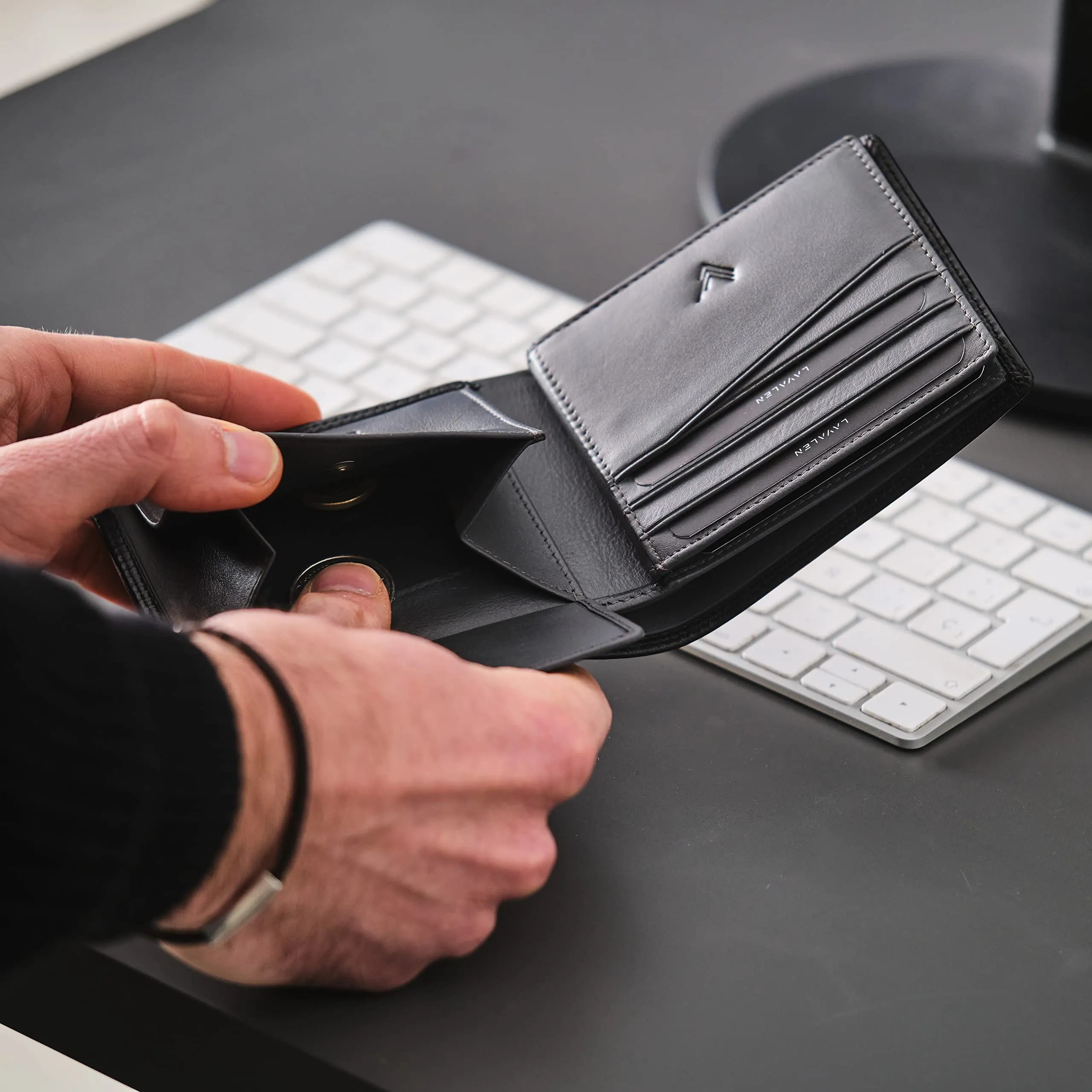 Lavalen Portafoglio Uomo in Pelle Vera RFID con Portamonete - immagine 6
