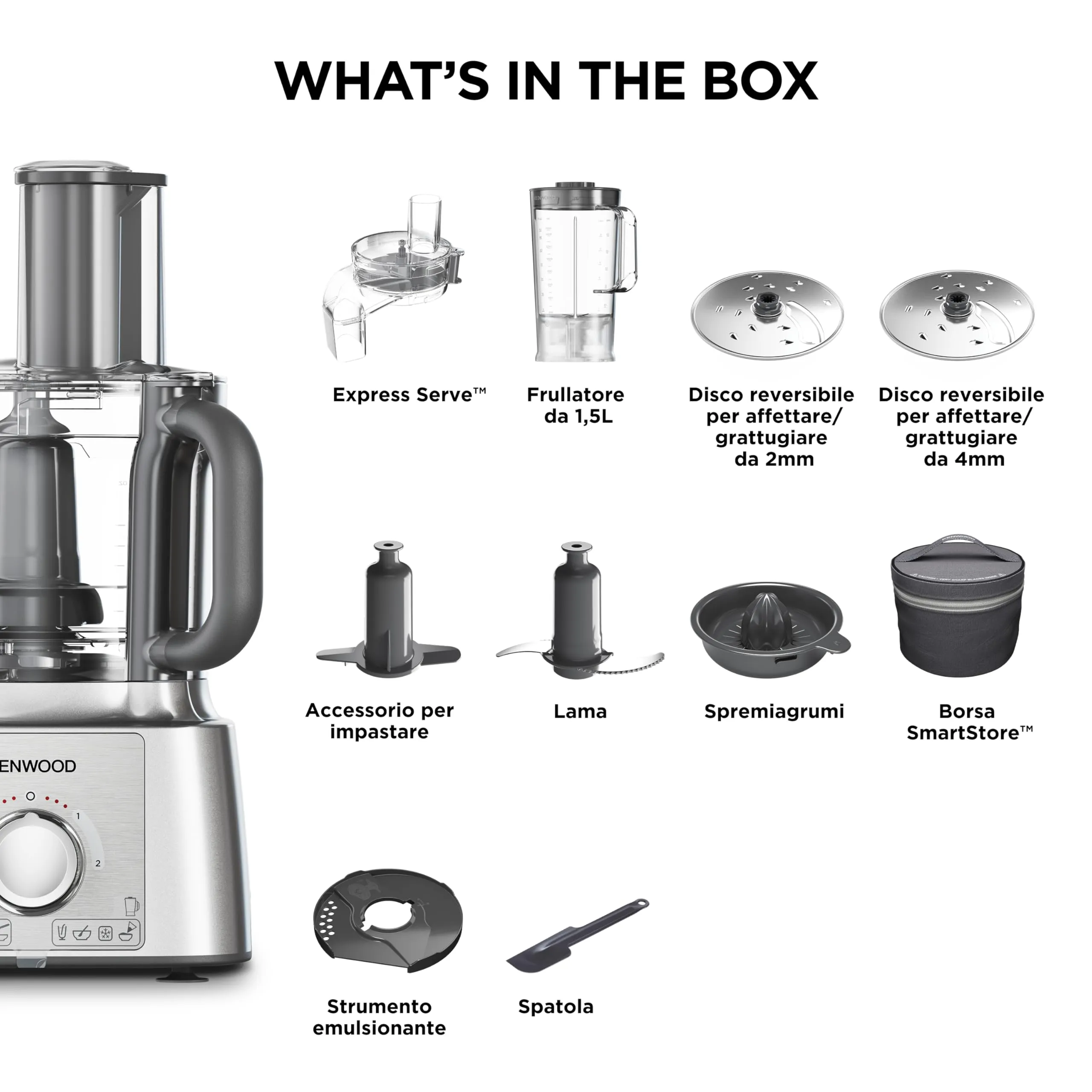 Kenwood MultiPro Express FDP65.590SI Robot da Cucina, 1000 W, Ciotola 3 L, Argento - immagine 7
