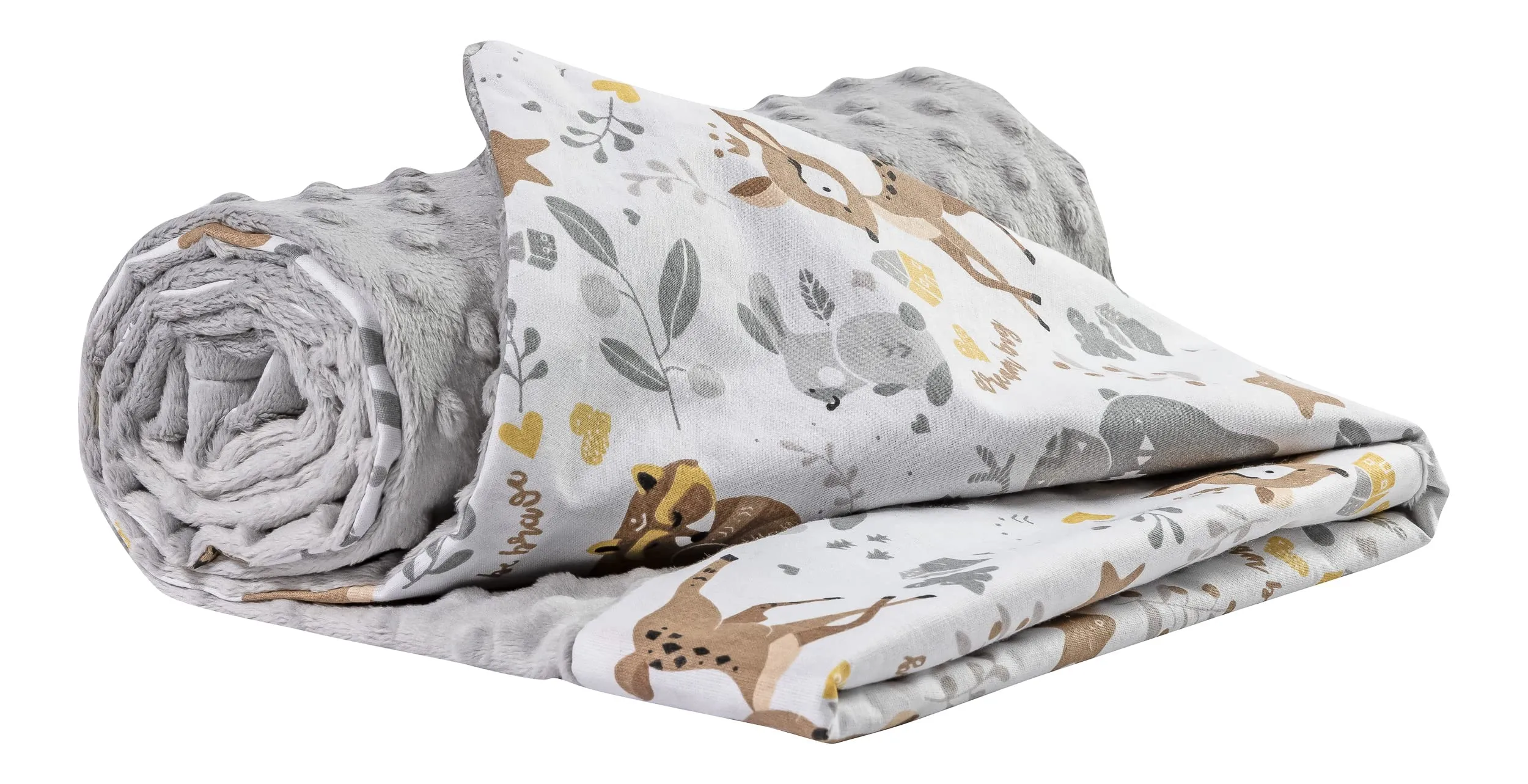 Medi Partners Coperta per Neonato Bifacciale in Cotone e Minky 75x100cm - Cervo con Grigio - immagine 1