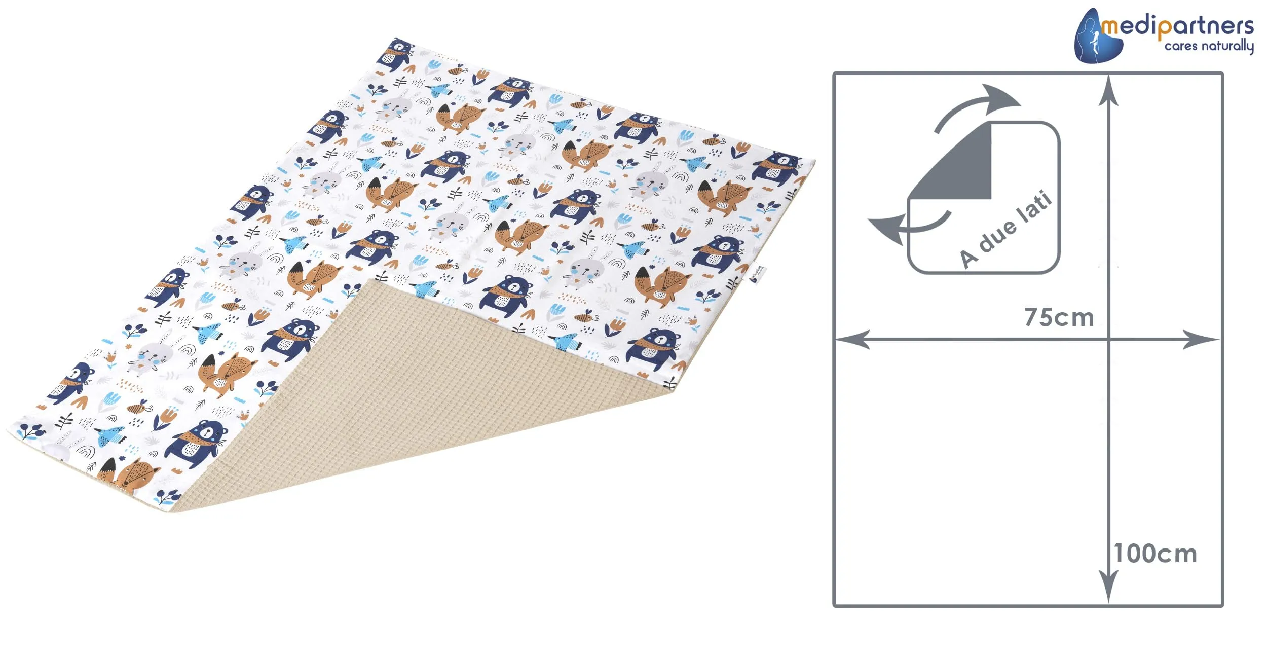 Medi Partners Coperta per Neonati in Cotone Waffle 75x100cm Bifacciale - Boho Marrone - immagine 4