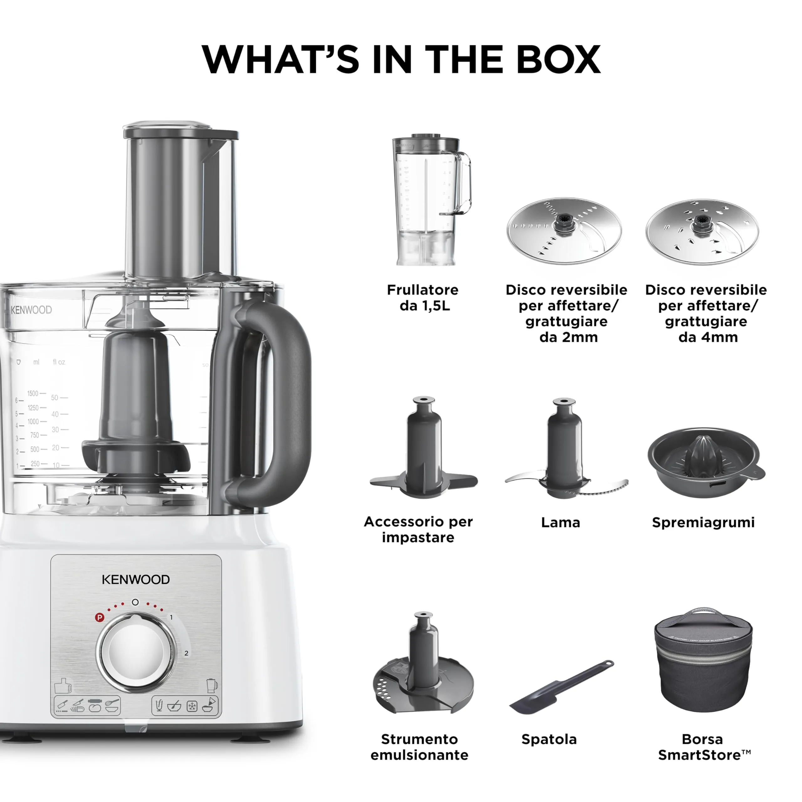 Kenwood MultiPro Express FDP65.450WH Robot da Cucina, 1000 W, Ciotola 3 L, Bianco - immagine 8