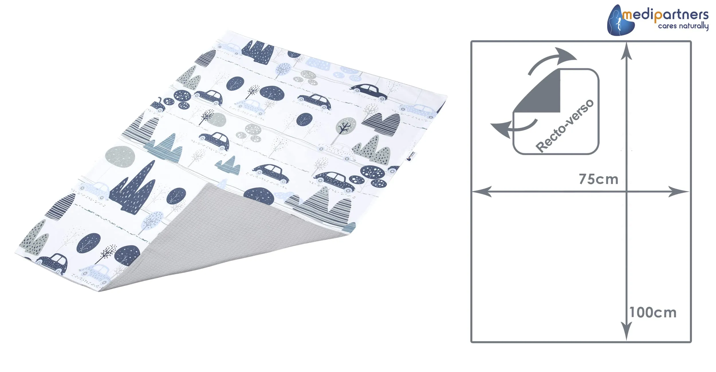 Medi Partners Coperta per Neonato in Cotone Bifacciale, 75x100cm, Naturale - immagine 4