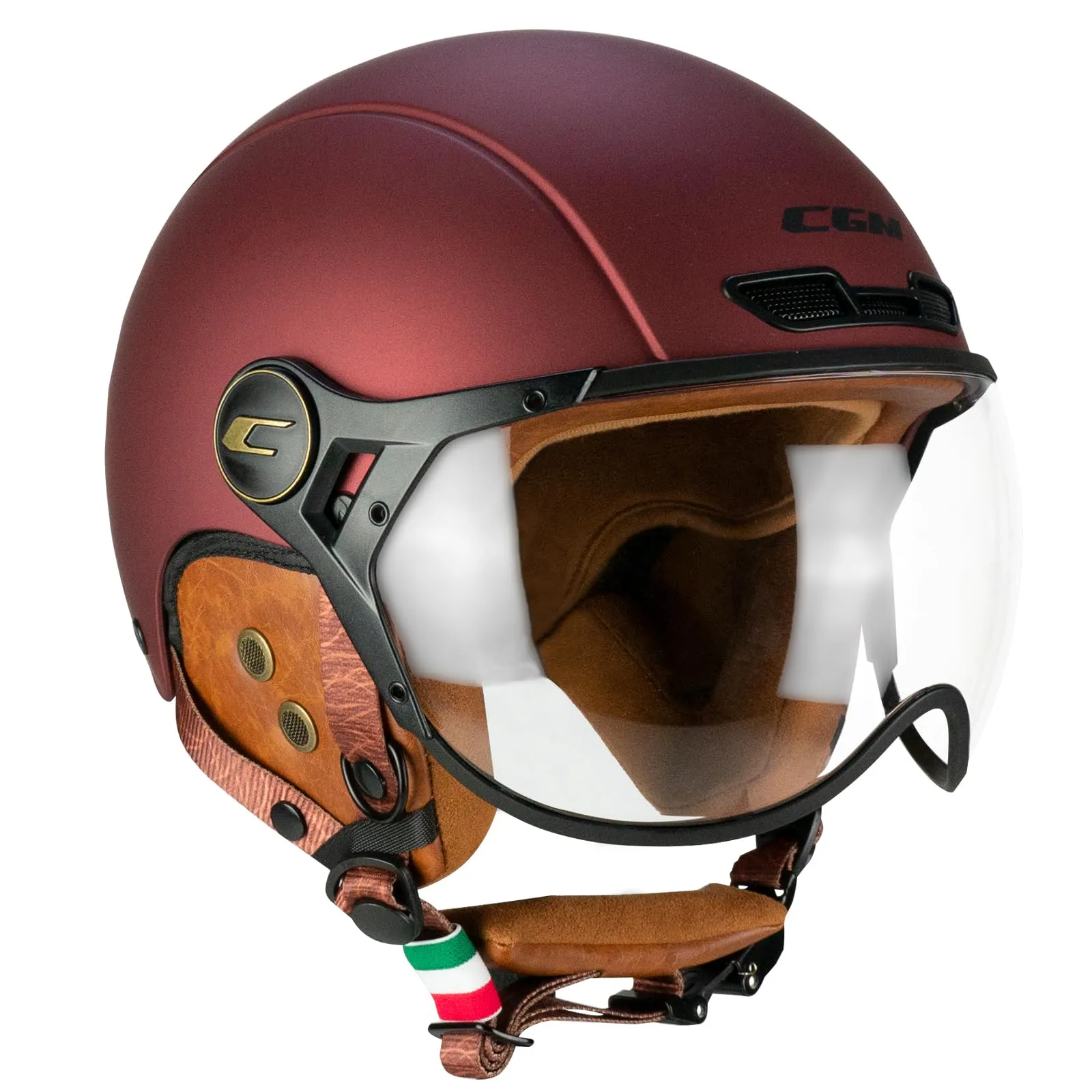 CGM 801V Ebi Vintage Helmet - Bordeaux satinato, S (55-56cm) - immagine 2
