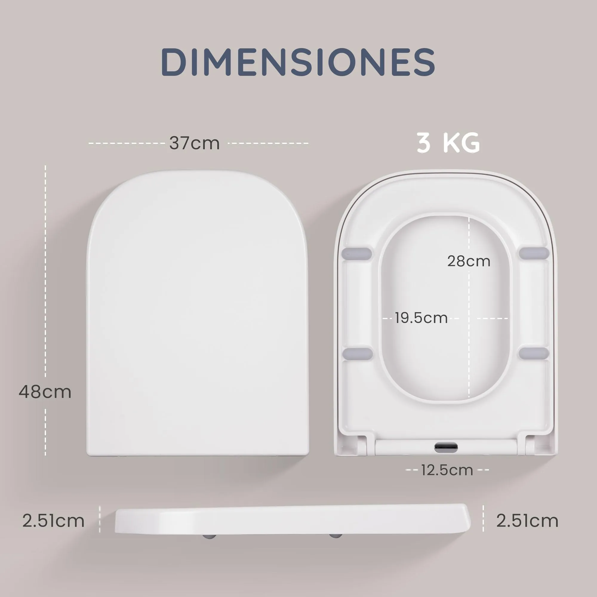 CUQOO Copriwater Universale Quadrato Bianco - immagine 3