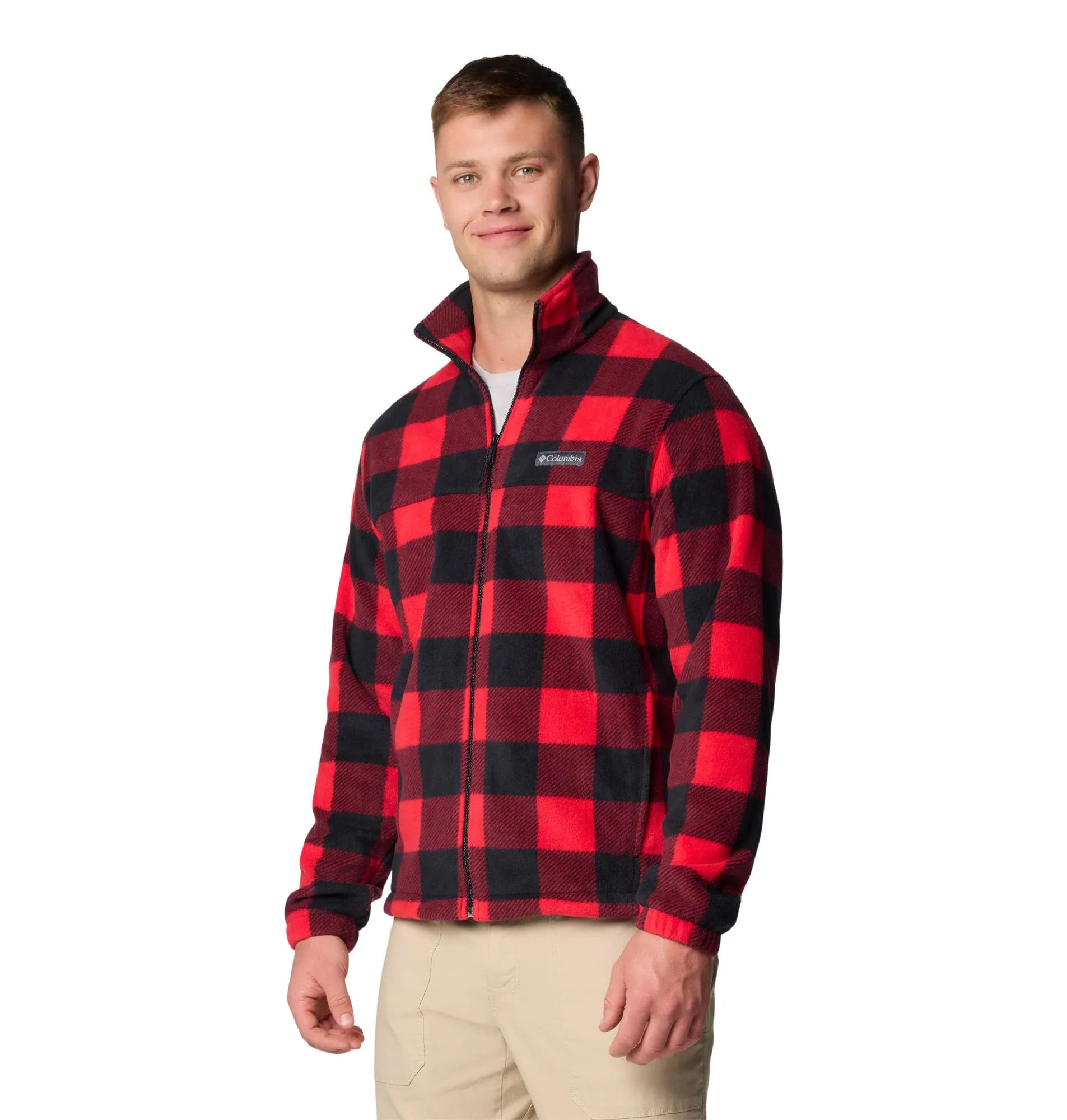Columbia Steens Mountain Full Zip 2.0 Men's Fleece Jacket, Mountain Red Check Print, L - immagine 4